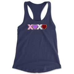XOXO Chenille Patch Valentines Days Racerback Tank Top for Women Navy Blue
