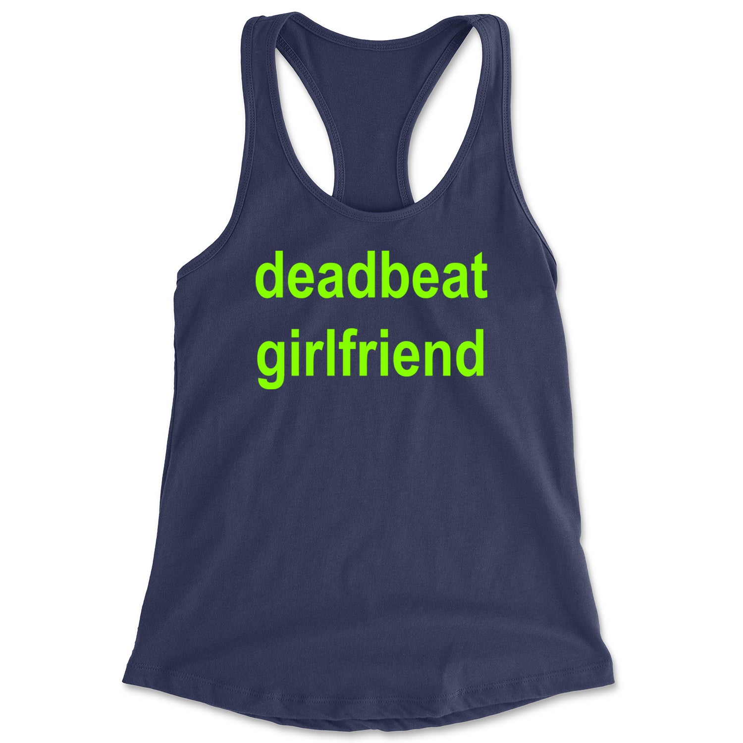 Deadbeat Girlfriend Y2K Slogan Racerback Tank Top for Women Navy Blue