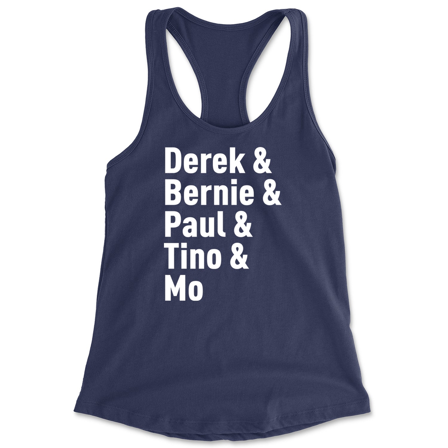 Derek & Bernie & Paul & Tino & Mo Racerback Tank Top for Women Navy Blue