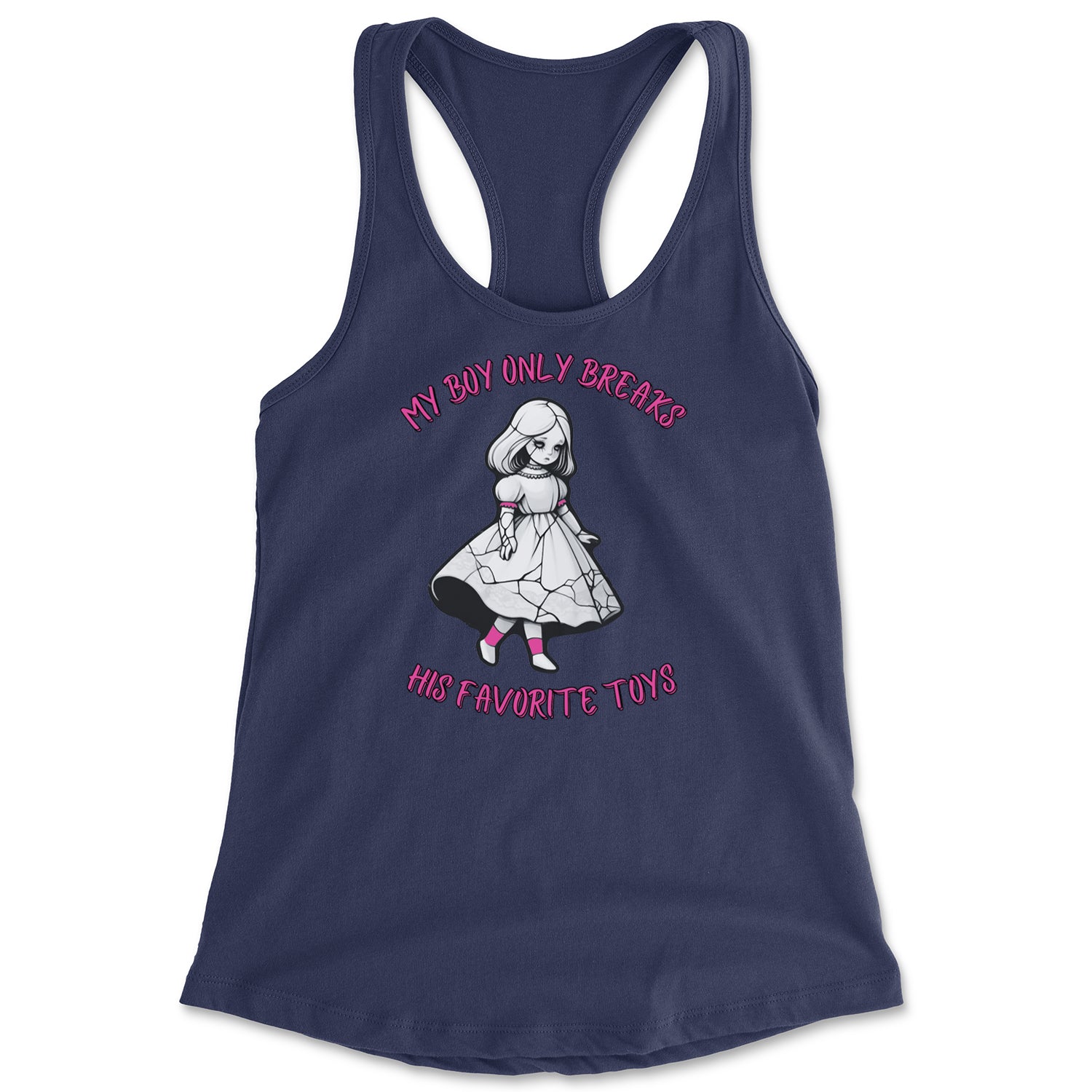 My Boy Only Breaks His Favorite Toys TTPD Music Racerback Tank Top for Women Navy Blue