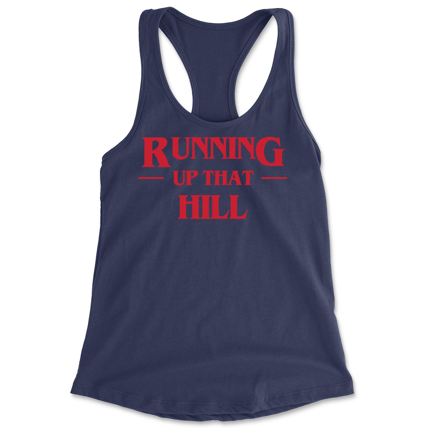 Running Up That Hill Racerback Tank Top for Women Navy Blue