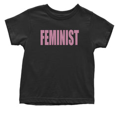 Feminist (Pink Print) Infant One-Piece Romper Bodysuit and Toddler T-shirt Black