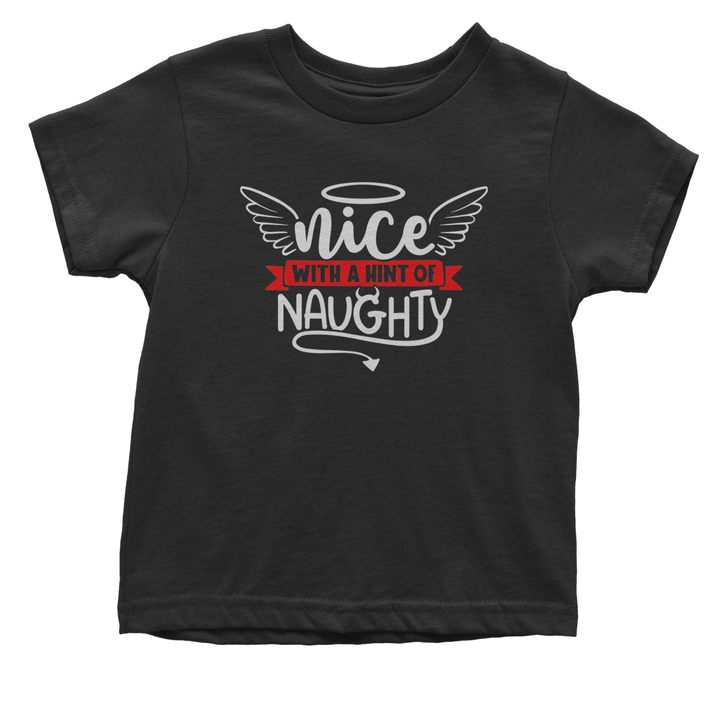 Nice with a Hint of Naughty Christmas Infant One-Piece Romper Bodysuit and Toddler T-shirt Black