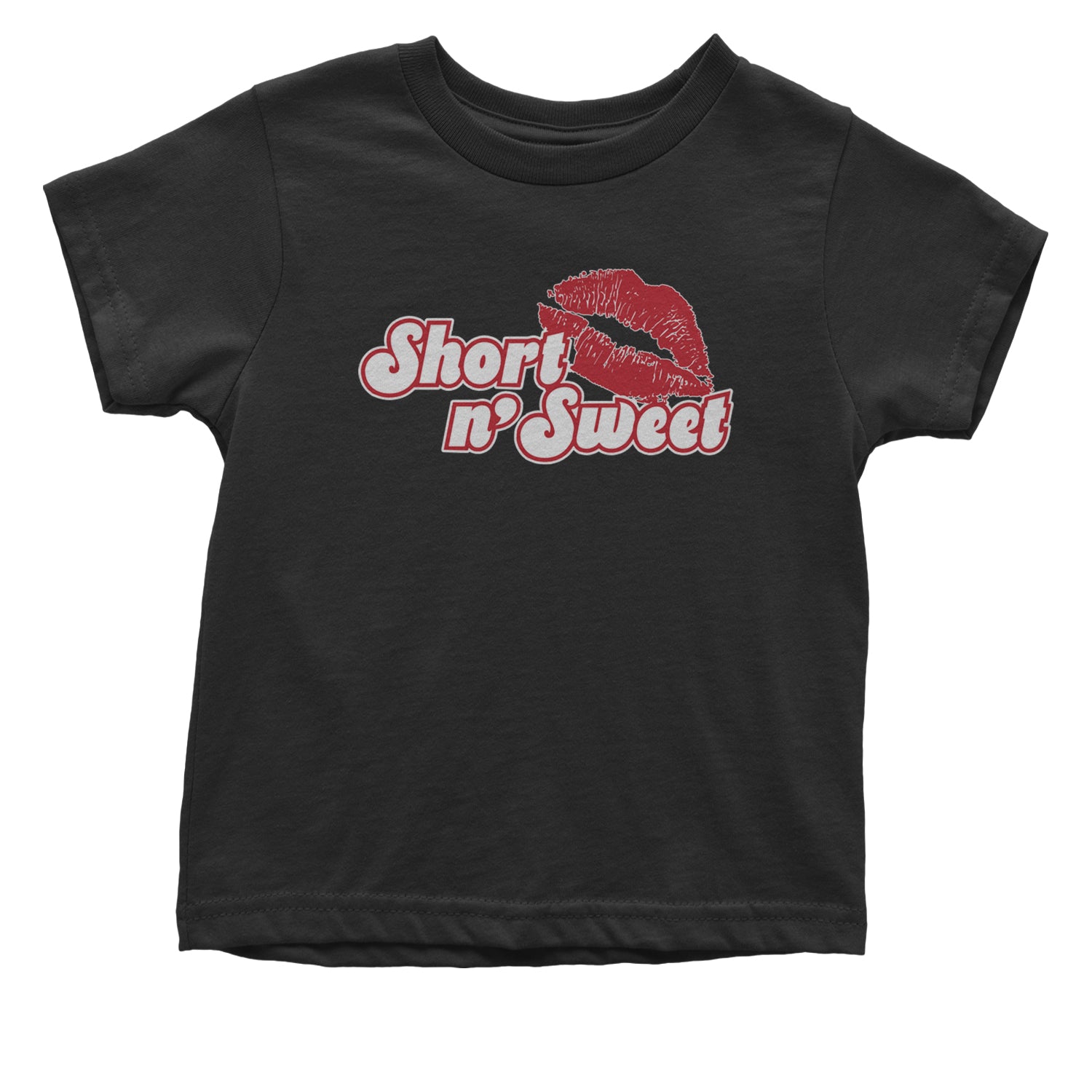 Short N' Sweet Red Lips Infant One-Piece Romper Bodysuit and Toddler T-shirt Black