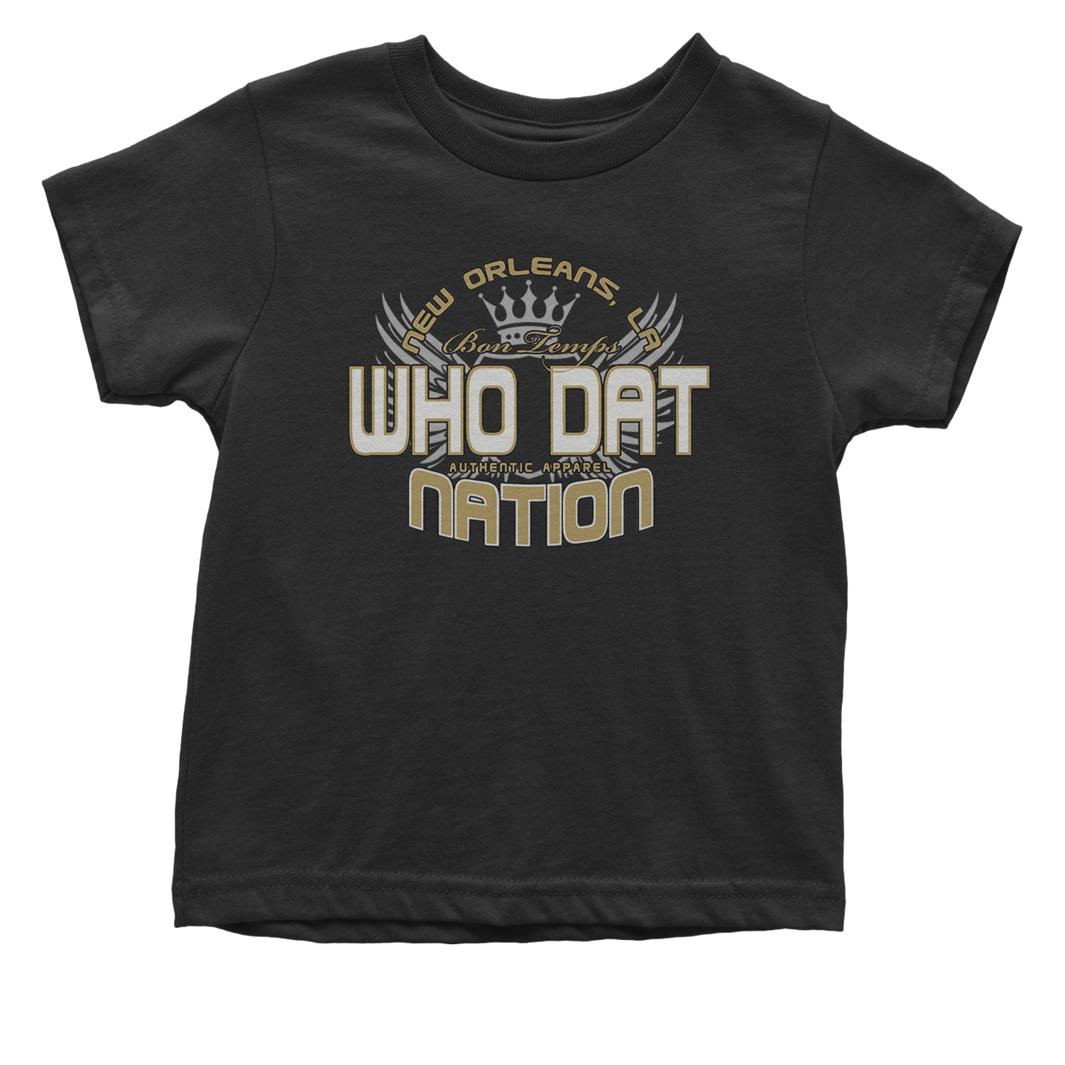 Who Dat Nation New Orleans (Color) Infant One-Piece Romper Bodysuit and Toddler T-shirt Black