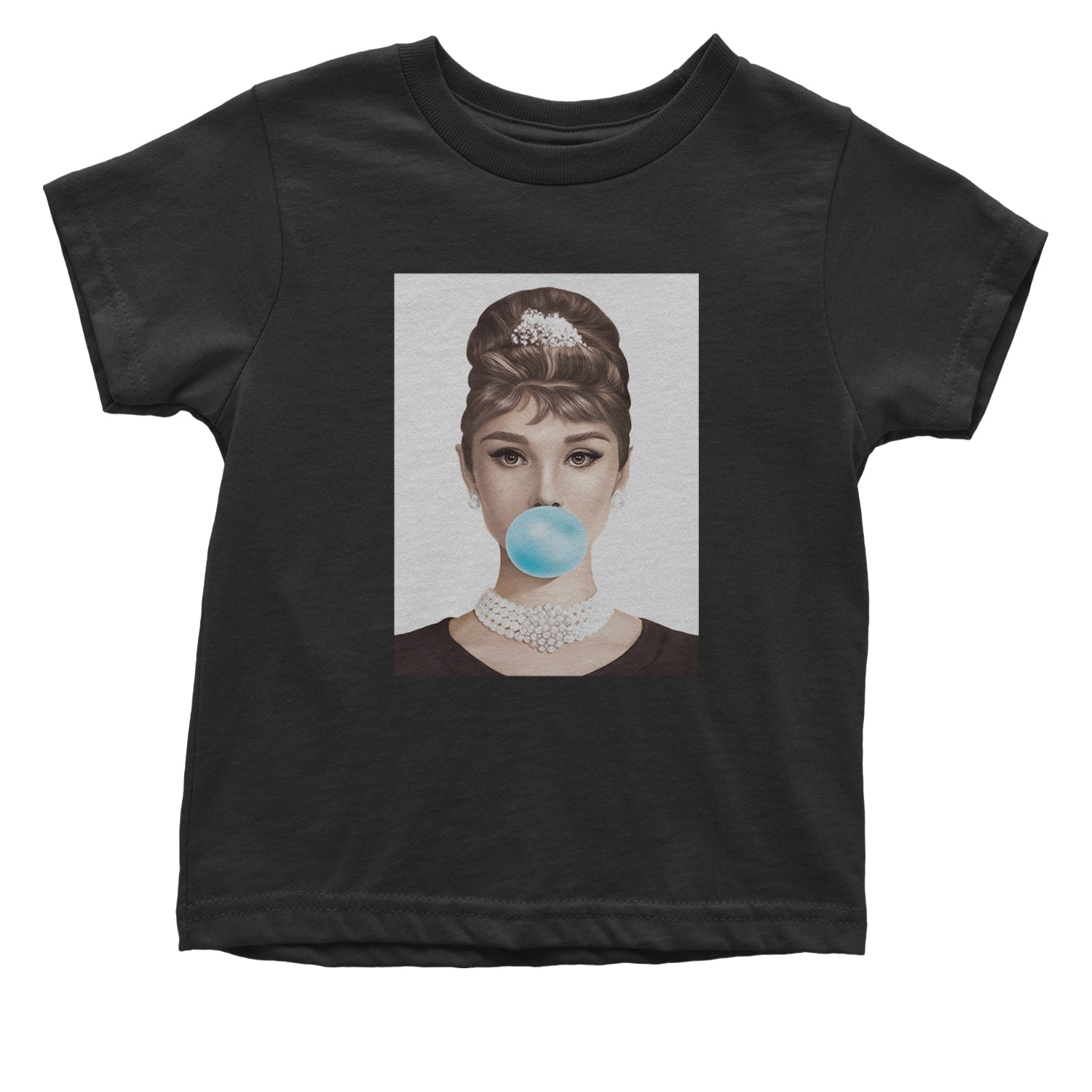 Audrey Hepburn Chewing Bubble Gum American Icon Infant One-Piece Romper Bodysuit and Toddler T-shirt Black