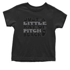 Just A Little Ray of Pitch Black graphic on Onesie and Toddler T-Shirt in Black alternate view 4