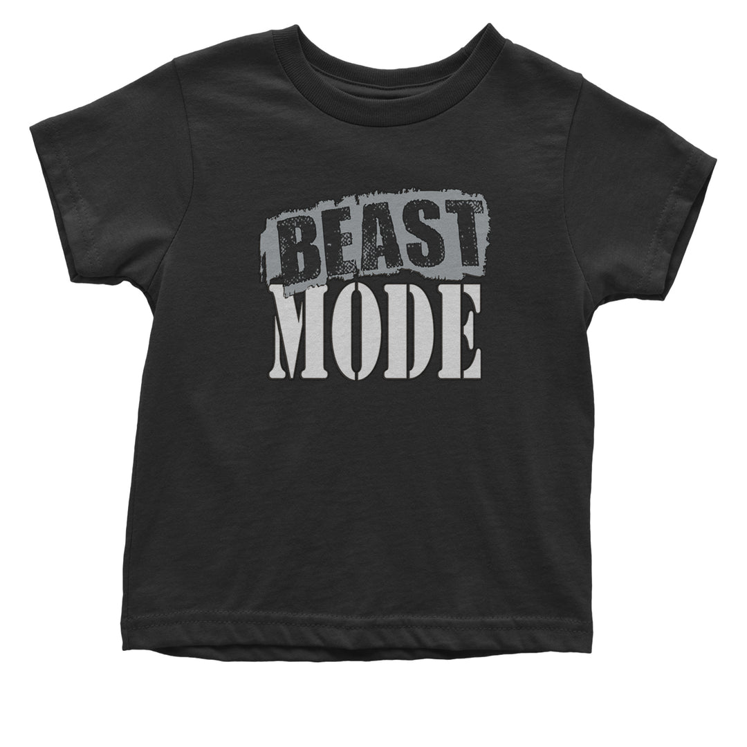 Beast Mode Training Gym Workout graphic on Onesie and Toddler T-Shirt in Black