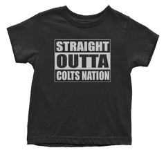 Straight Outta Colts Nation Football  Infant One-Piece Romper Bodysuit and Toddler T-shirt Black