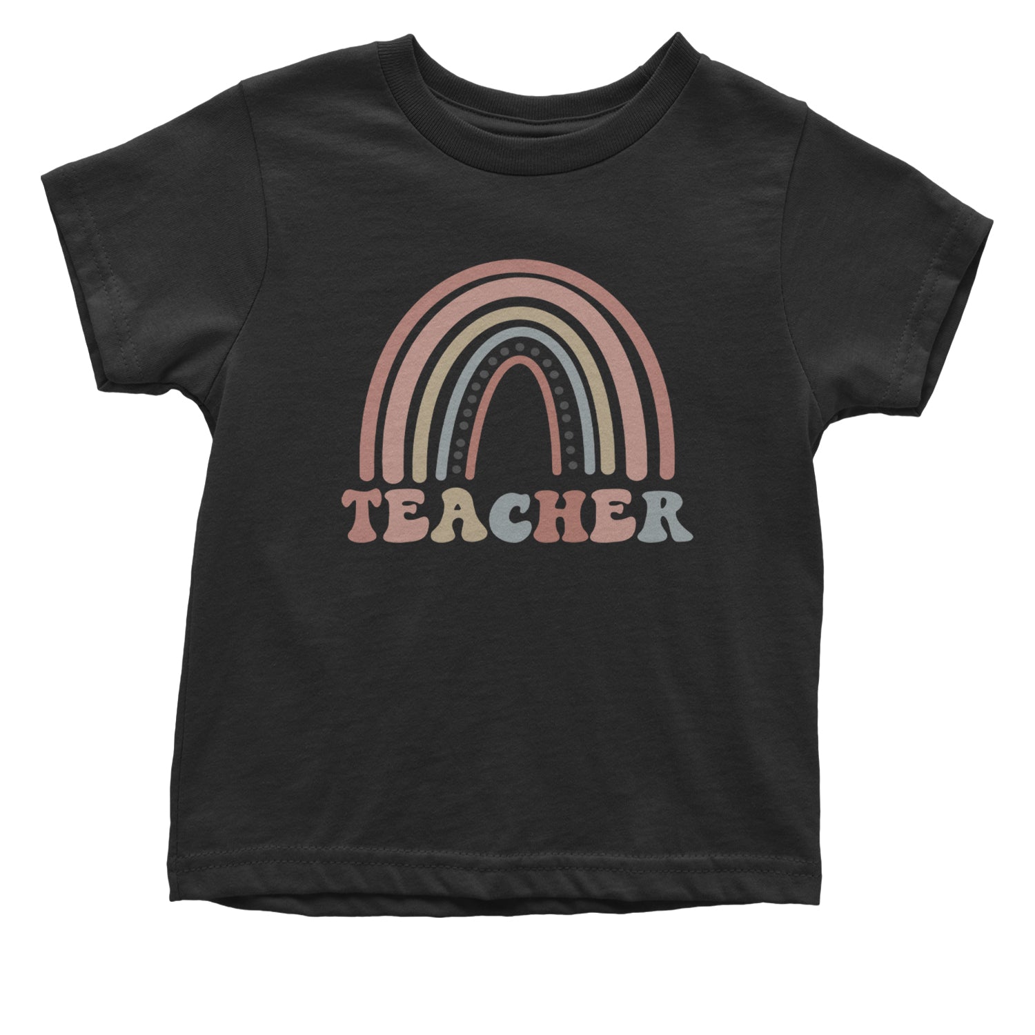 Teacher Pastel Rainbow Infant One-Piece Romper Bodysuit and Toddler T-shirt Black