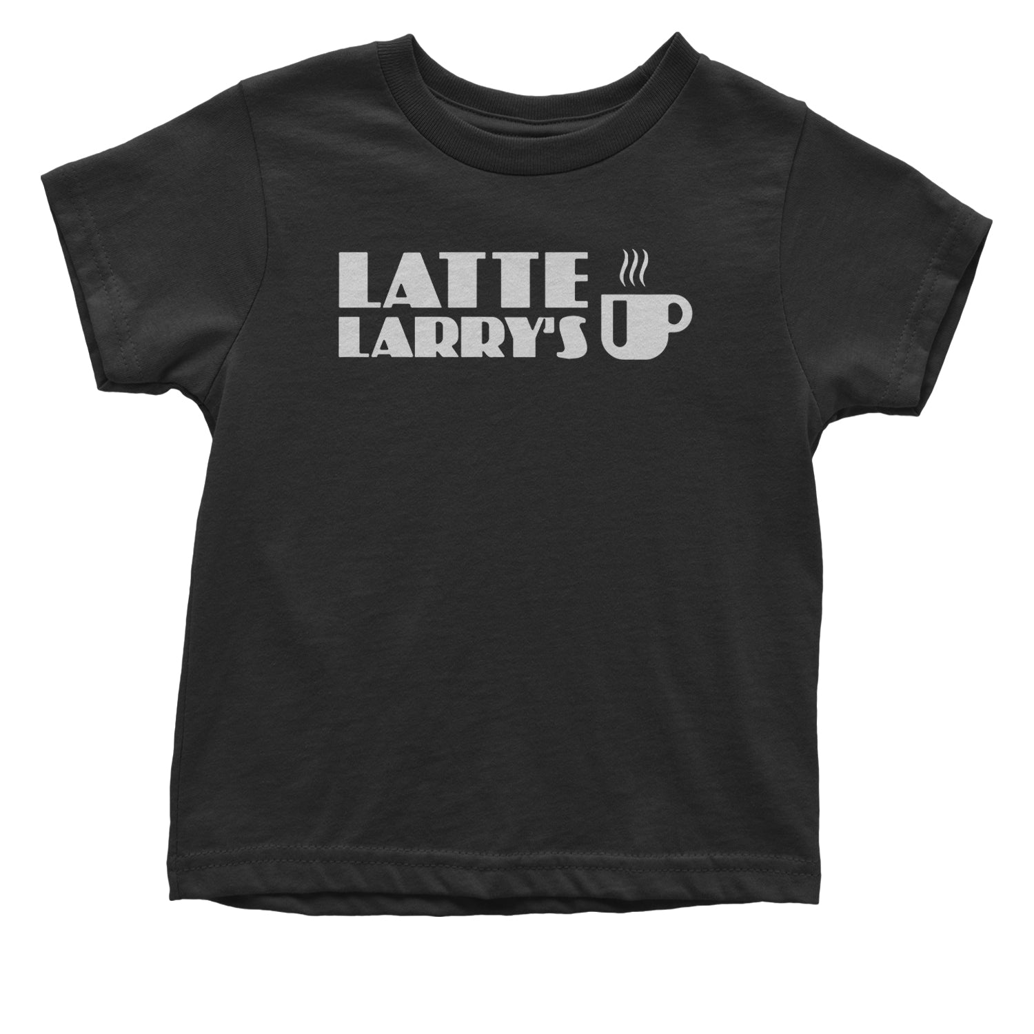 Latte Larry's Enthusiastic Coffee Infant One-Piece Romper Bodysuit and Toddler T-shirt Black