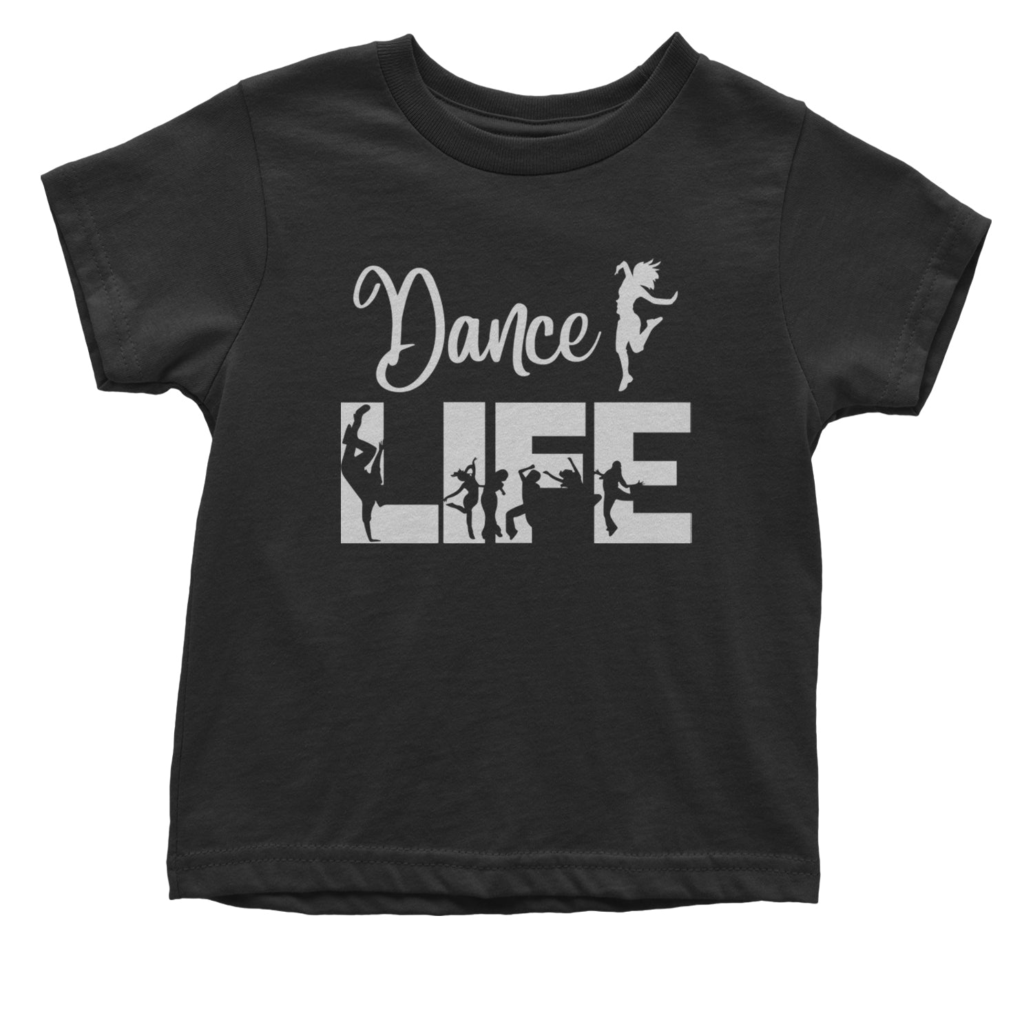 Dance Life Silhouette Dancers Infant One-Piece Romper Bodysuit and Toddler T-shirt Black