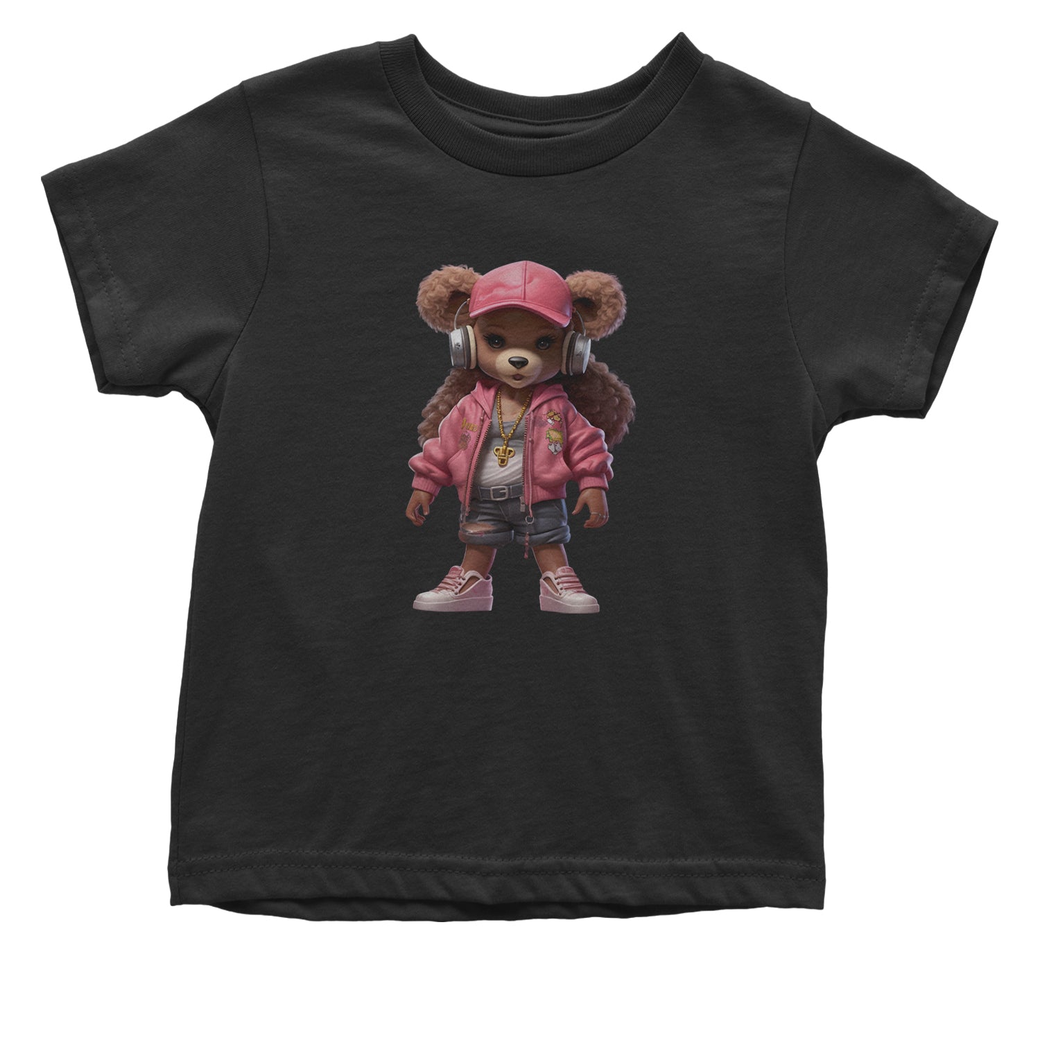 Pink Female Urban Graffiti Bear Infant One-Piece Romper Bodysuit Or Toddler T-shirt Black