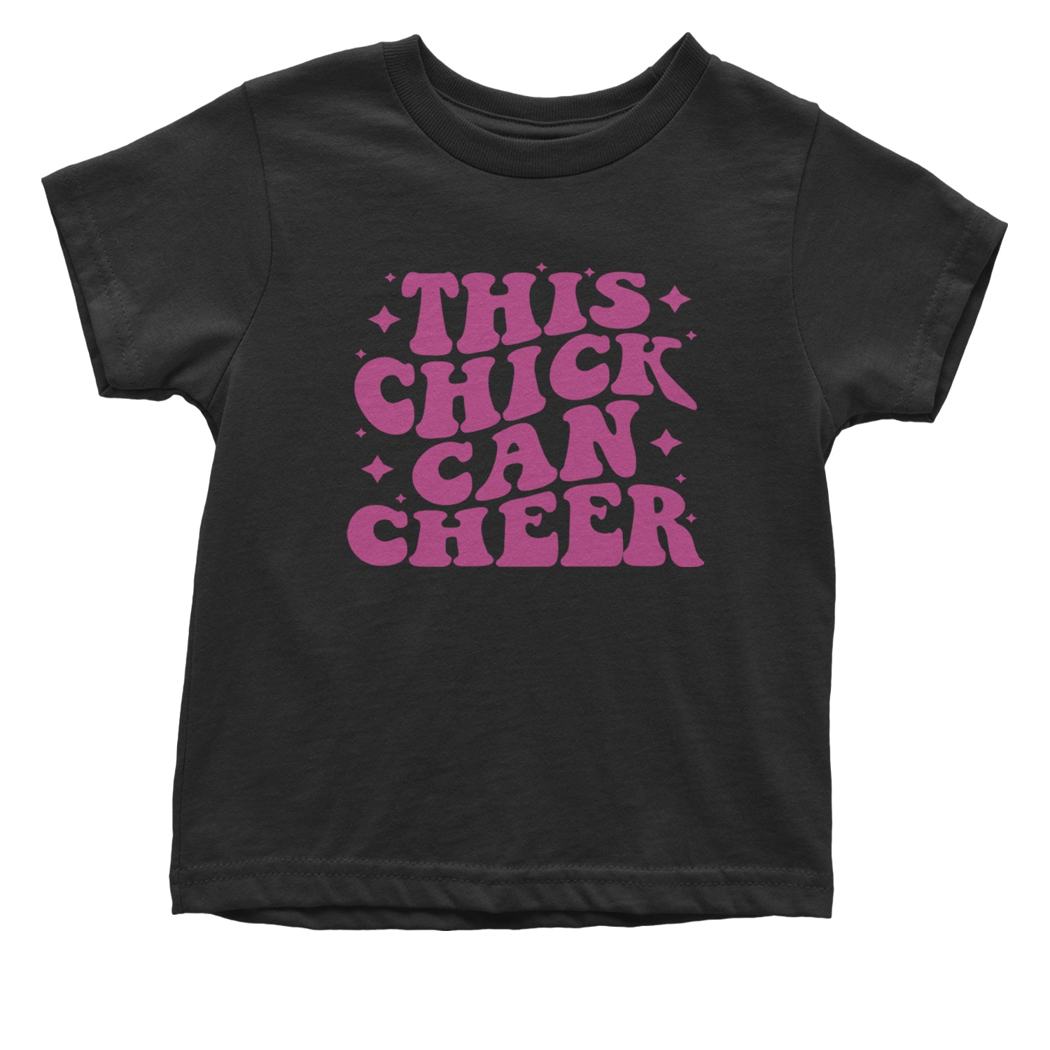 This Chick Can Cheer Infant One-Piece Romper Bodysuit and Toddler T-shirt Black