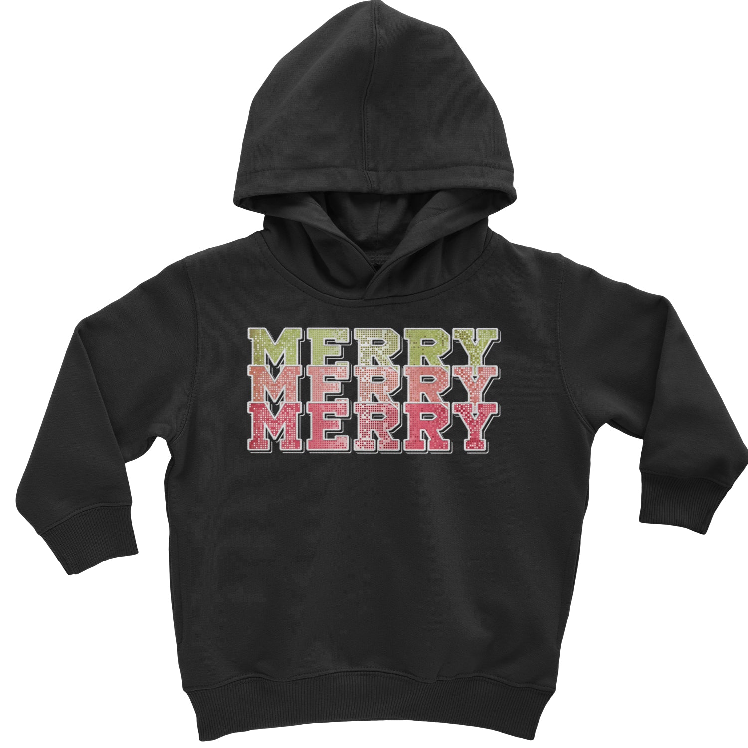 Merry Merry Merry Faux Sequins Toddler Hoodie And Infant Fleece Romper Navy Blue