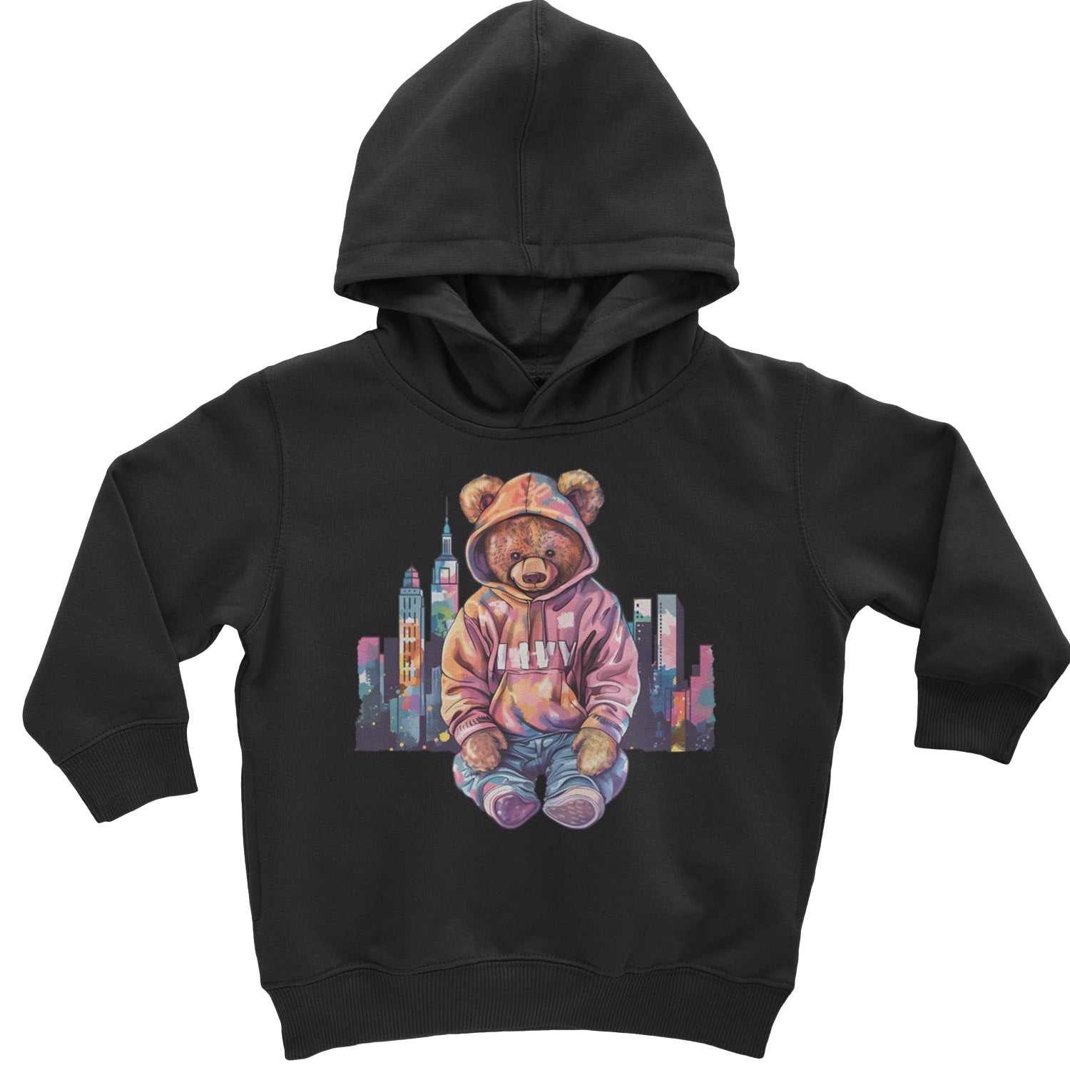 City Skyline Urban Graffiti Bear Toddler Hoodie Or Infant Fleece Romper Black