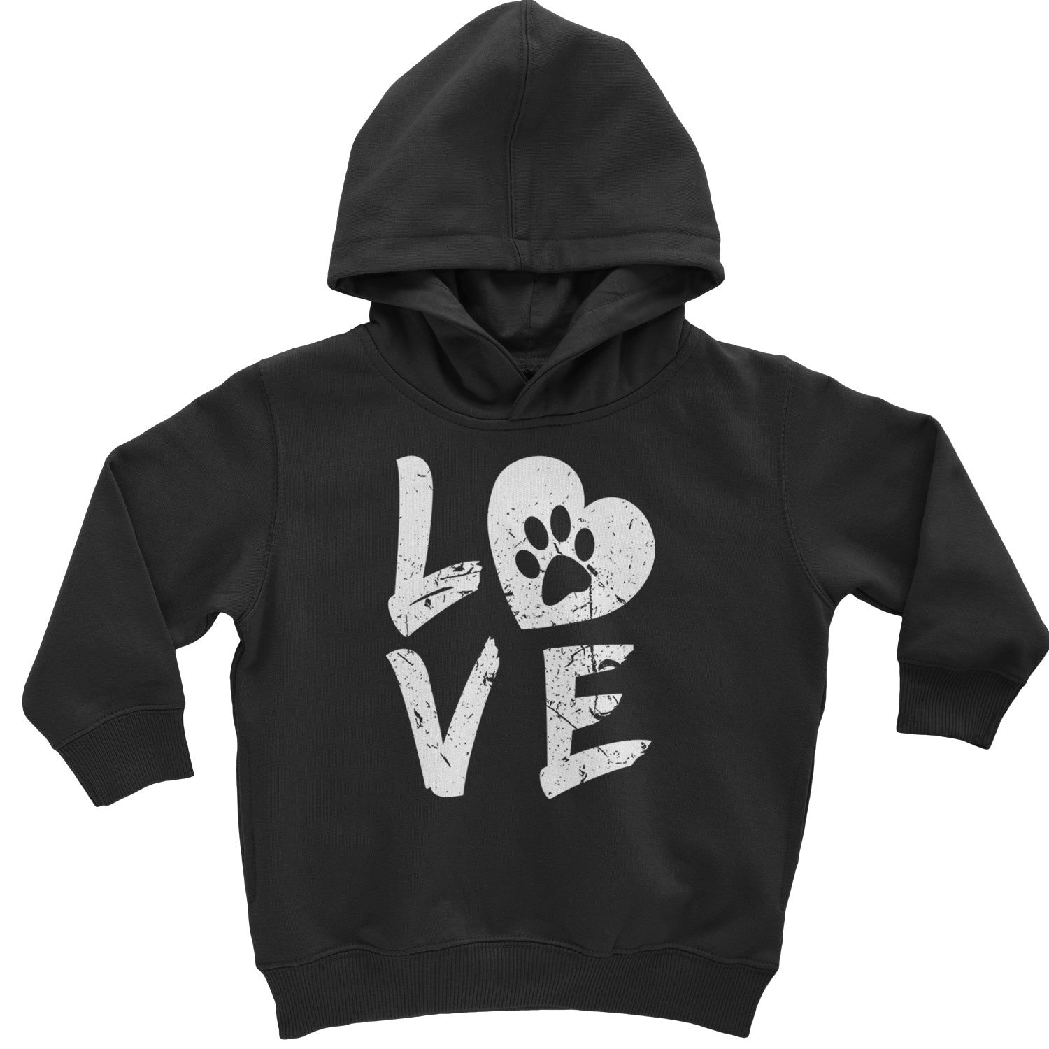 I Love My Dog Paw Print  Toddler Hoodie And Infant Fleece Romper Black