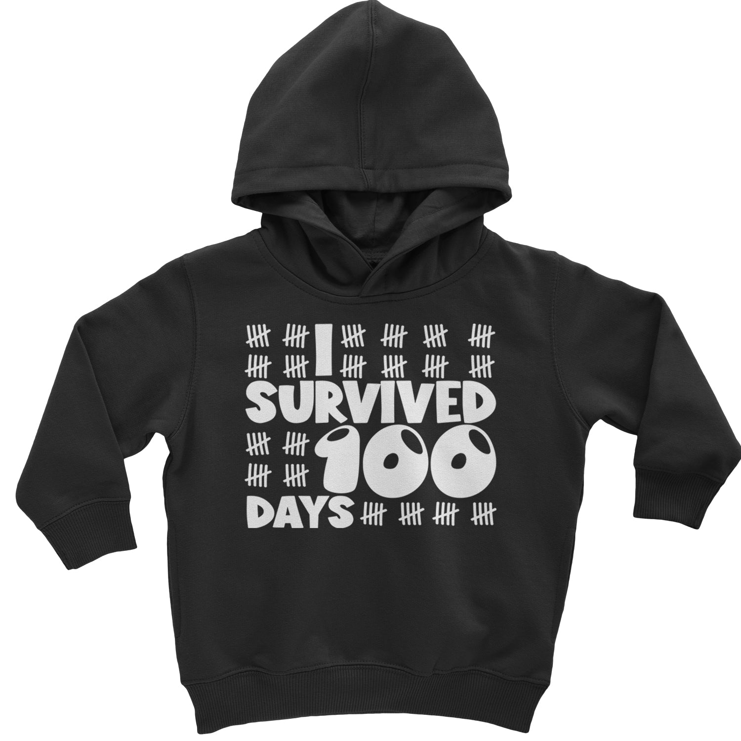 I Survived 100 Days Tally Marks Toddler Hoodie And Infant Fleece Romper Black