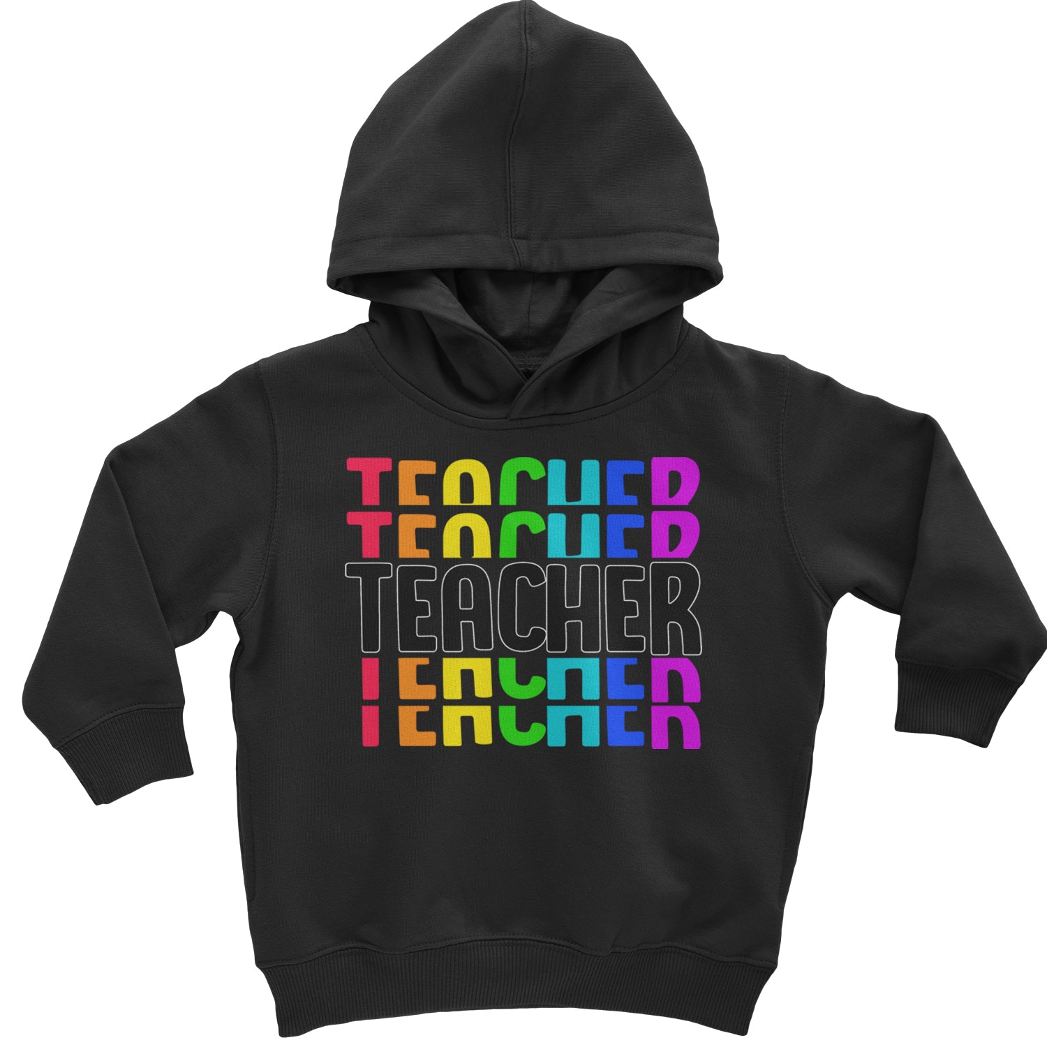 Teacher Repeated Rainbow Pattern Toddler Hoodie And Infant Fleece Romper Heather Grey