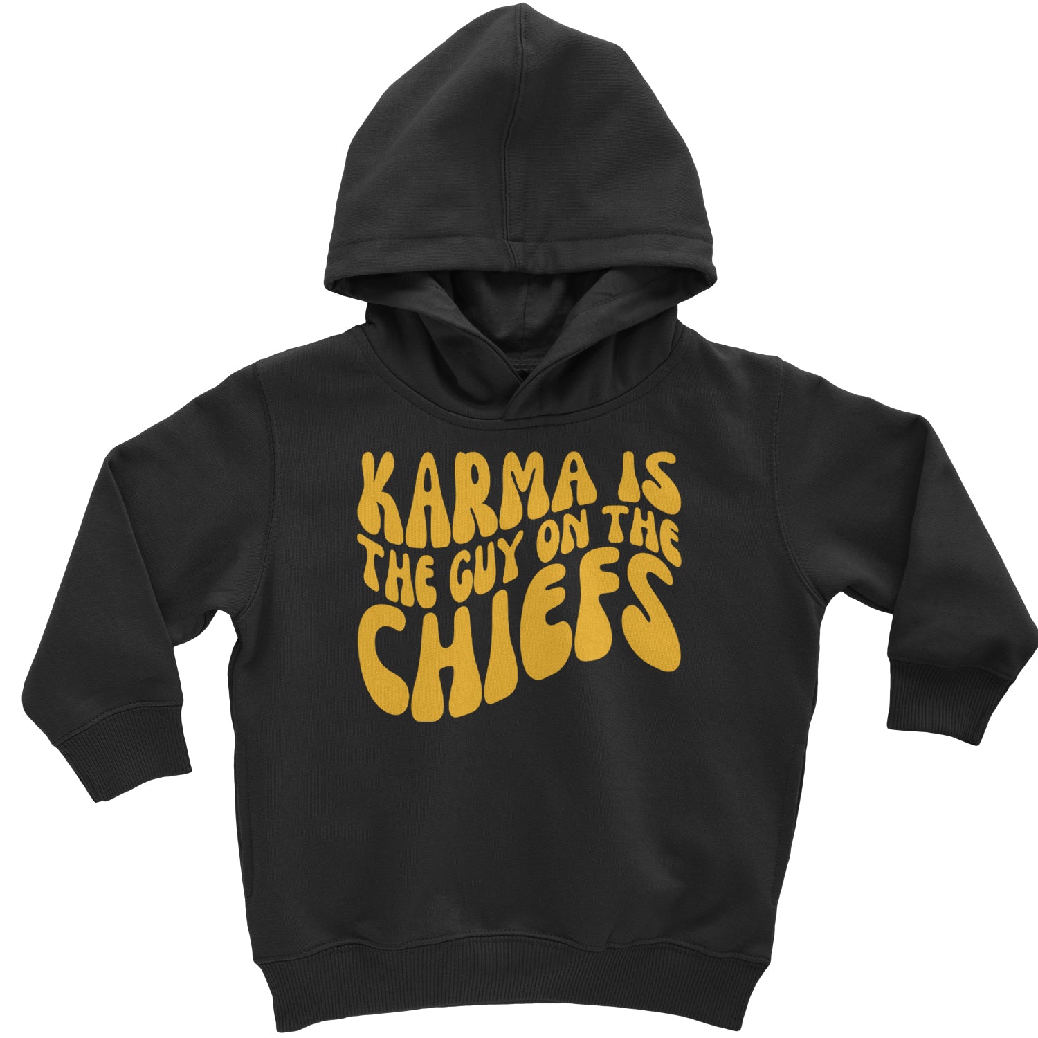 Karma Is The Guy On The Chiefs Boyfriend Toddler Hoodie And Infant Fleece Romper Black