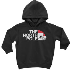 The North Pole Santa Face graphic on Toddler Hoodie and Baby Fleece Onesie in Black
