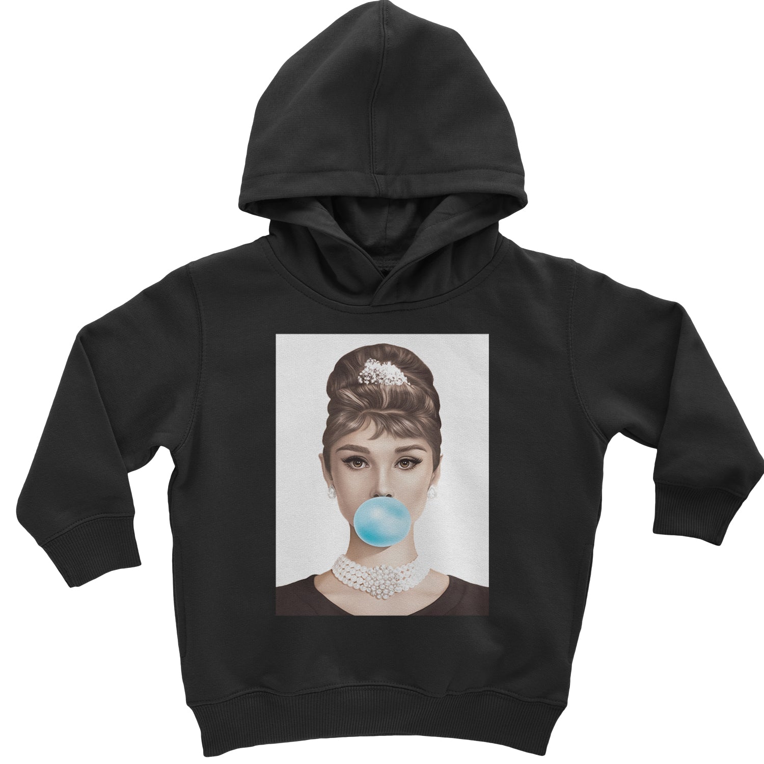 Audrey Hepburn Chewing Bubble Gum American Icon Toddler Hoodie And Infant Fleece Romper Black