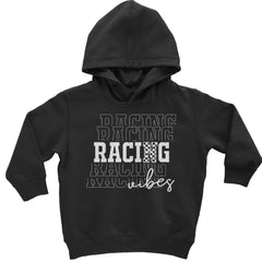 Racing Vibes checkered-flag graphic on a Toddler Pullover Fleece Hoodie or Infant Fleece One-Piece