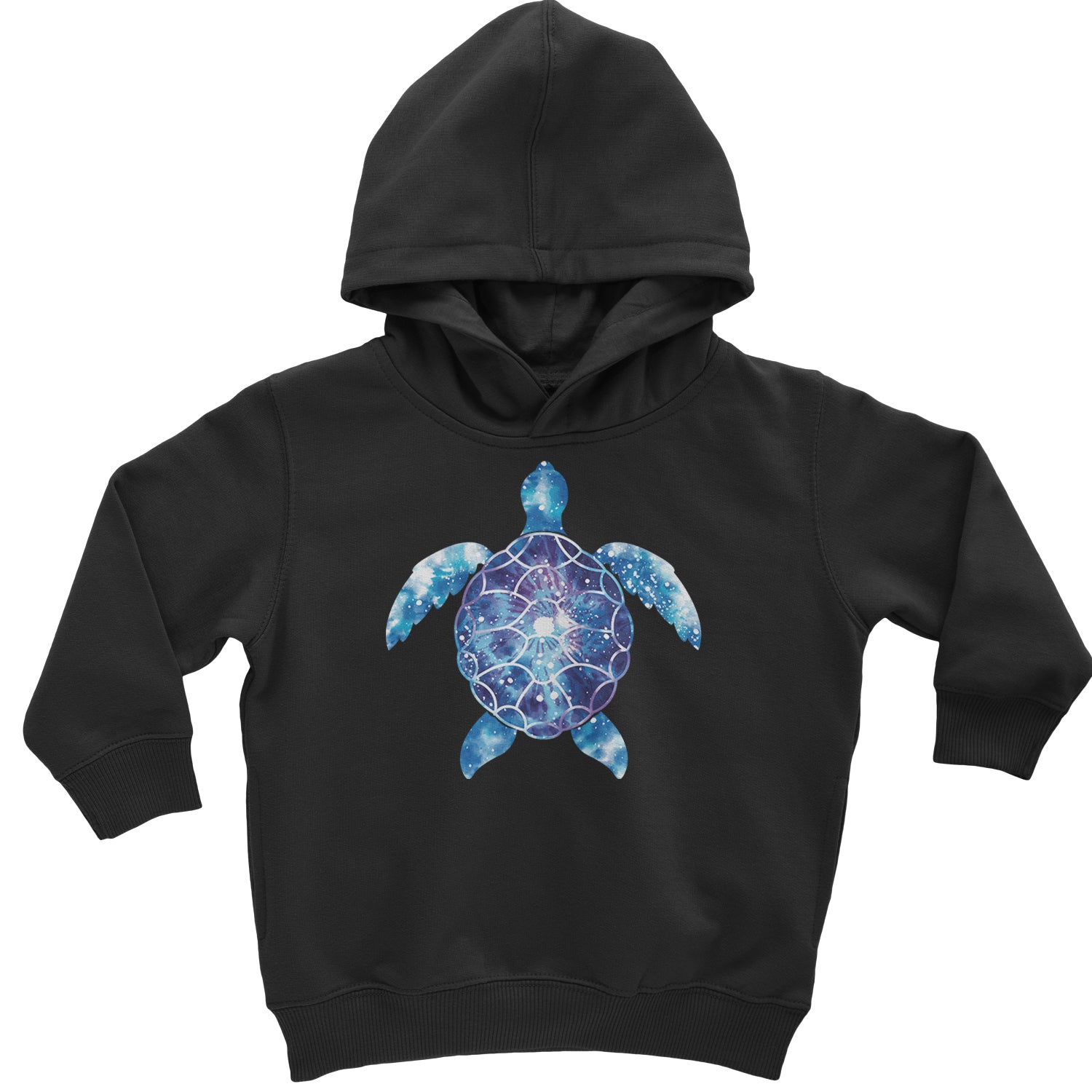 Ocean Aura Tie-Dye Sea Turtle Toddler Hoodie And Infant Fleece Romper Black