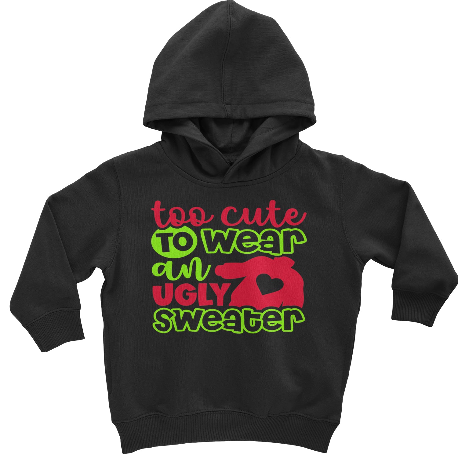 Too Cute to Wear an Ugly Christmas Sweater Toddler Hoodie And Infant Fleece Romper Heather Grey