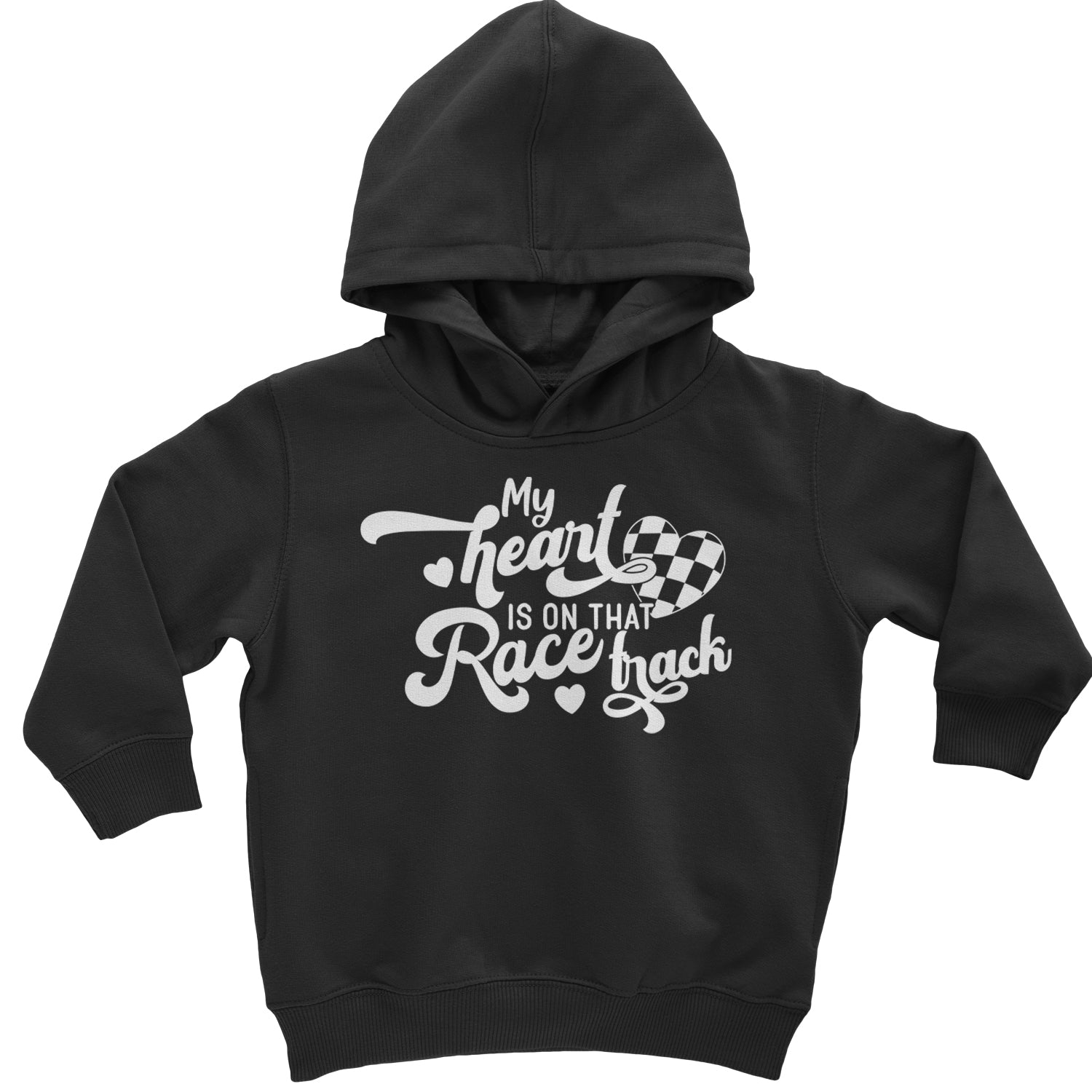 My Heart Is On That Race Track Toddler Hoodie And Infant Fleece Romper Black