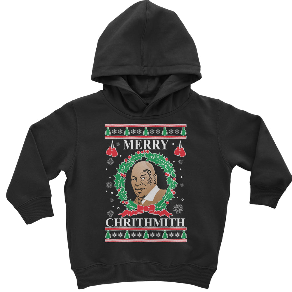 Merry Chrithmith Ugly Christmas Toddler Hoodie And Infant Fleece Romper Black