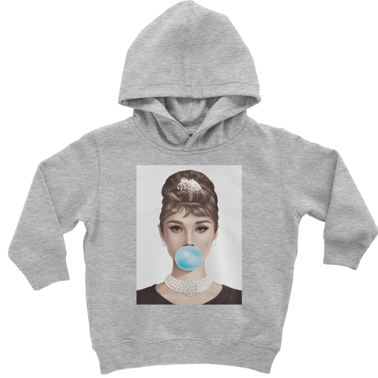 Audrey Hepburn Chewing Bubble Gum American Icon Toddler Hoodie And Infant Fleece Romper Heather Grey