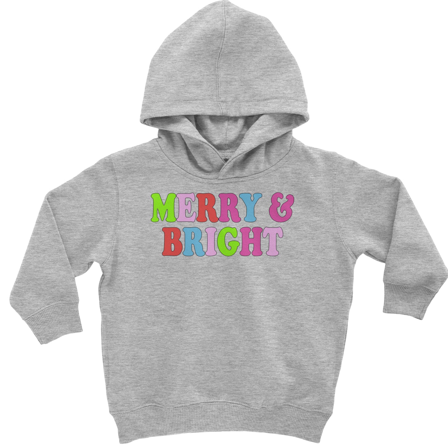 Merry and Bright Festive Christmas Holiday Toddler Hoodie And Infant Fleece Romper Heather Grey