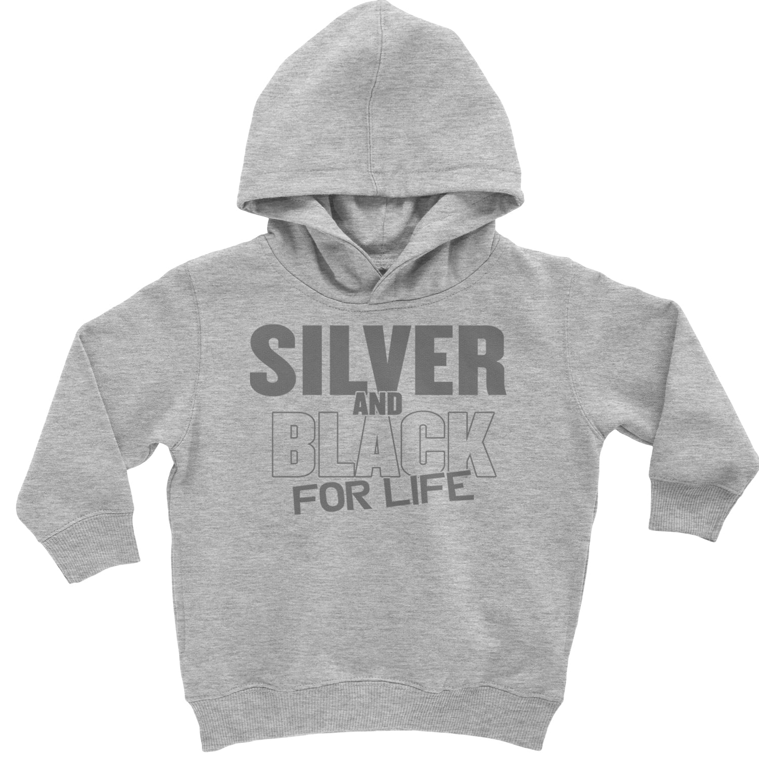 Silver And Black For Life Football Fan Toddler Hoodie And Infant Fleece Romper Heather Grey