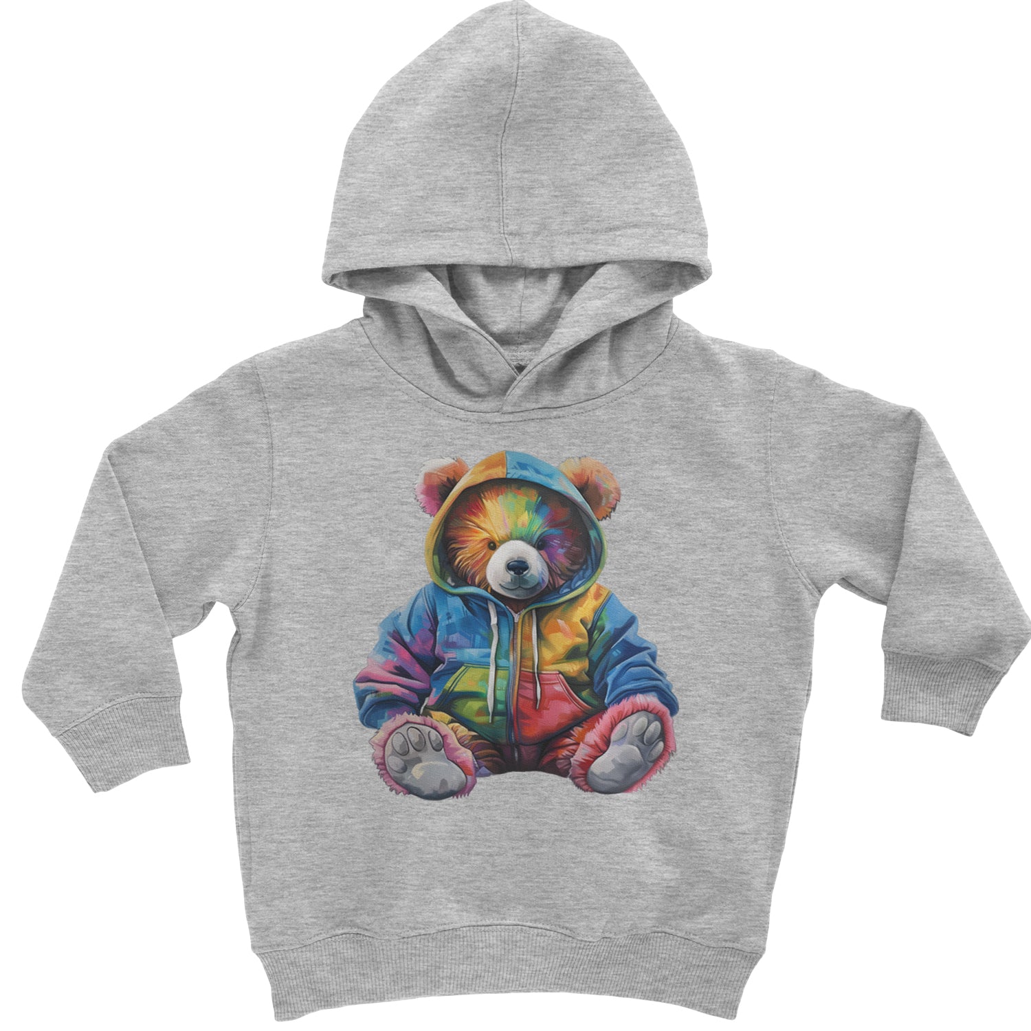 Rainbow Streetwear Urban Graffiti Bear Toddler Hoodie Or Infant Fleece Romper Heather Grey