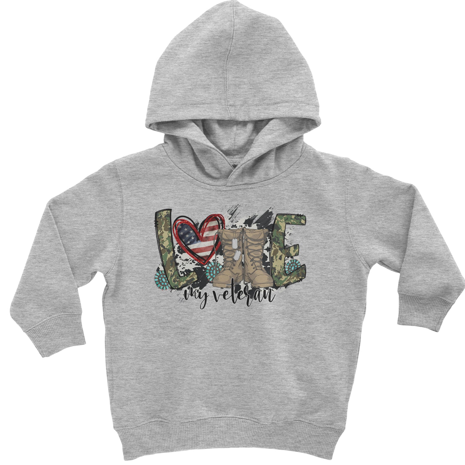 Love My Veteran Honor Veterans Day Toddler Hoodie And Infant Fleece Romper Heather Grey