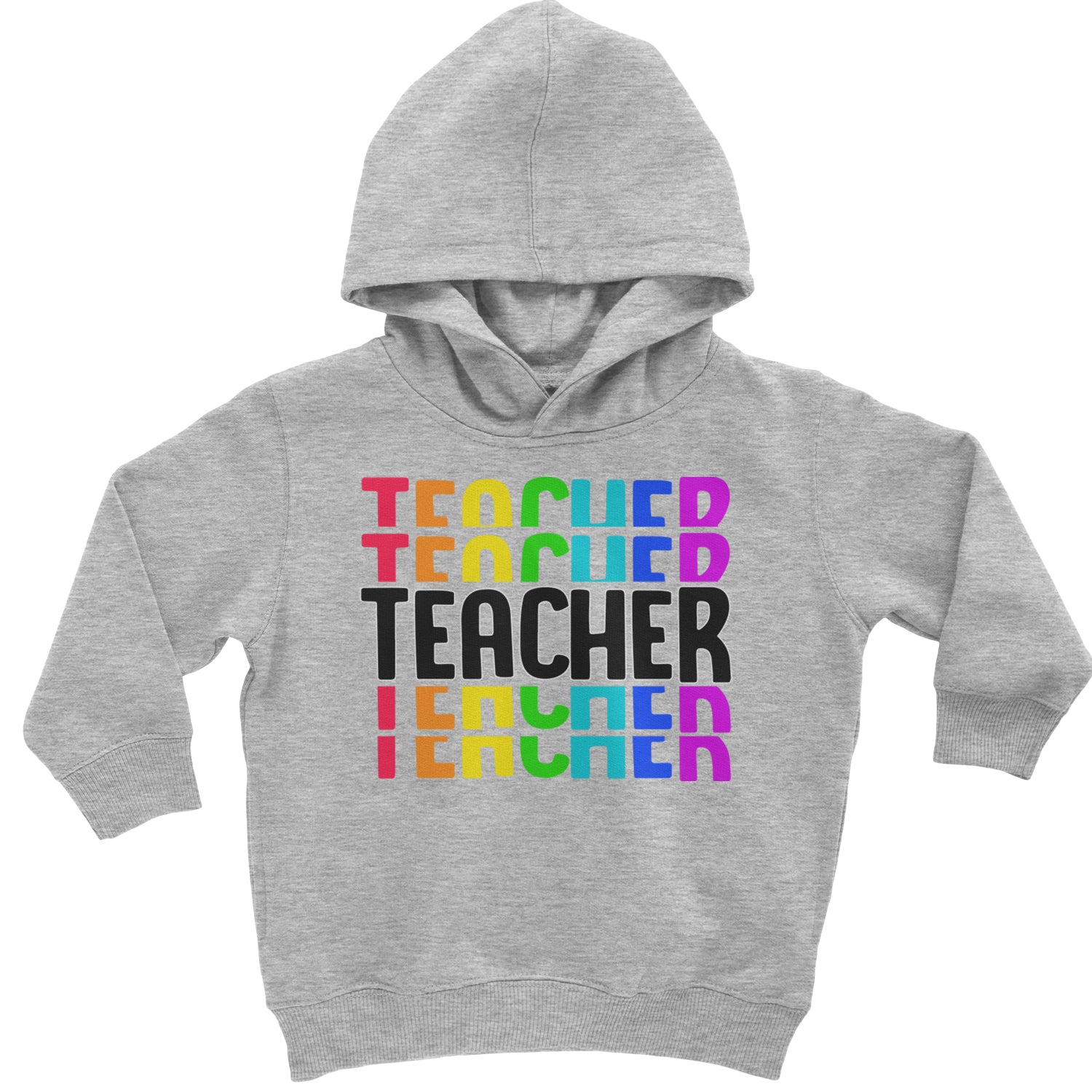 Teacher Repeated Rainbow Pattern Toddler Hoodie And Infant Fleece Romper Heather Grey