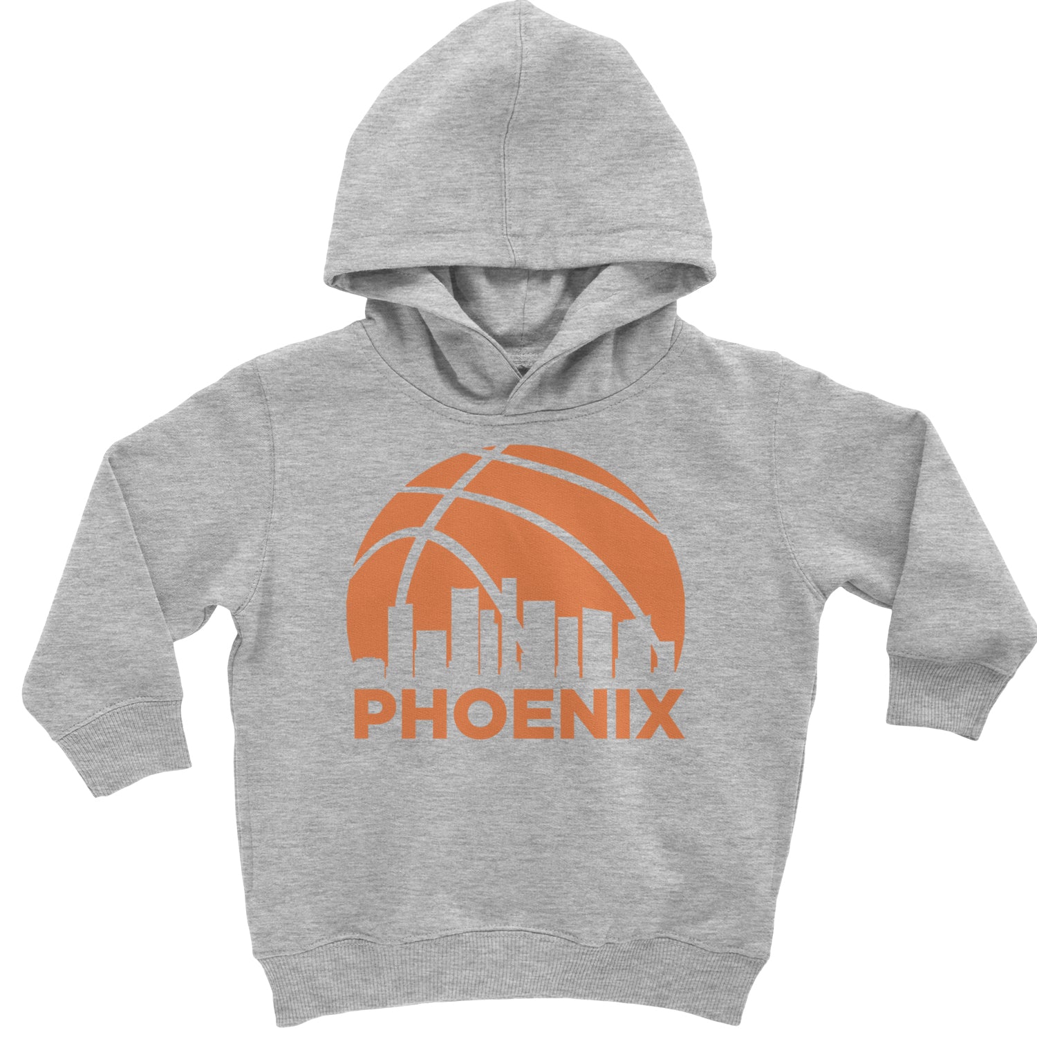 Phoenix Basketball Sunset City Skyline Toddler Hoodie And Infant Fleece Romper Heather Grey