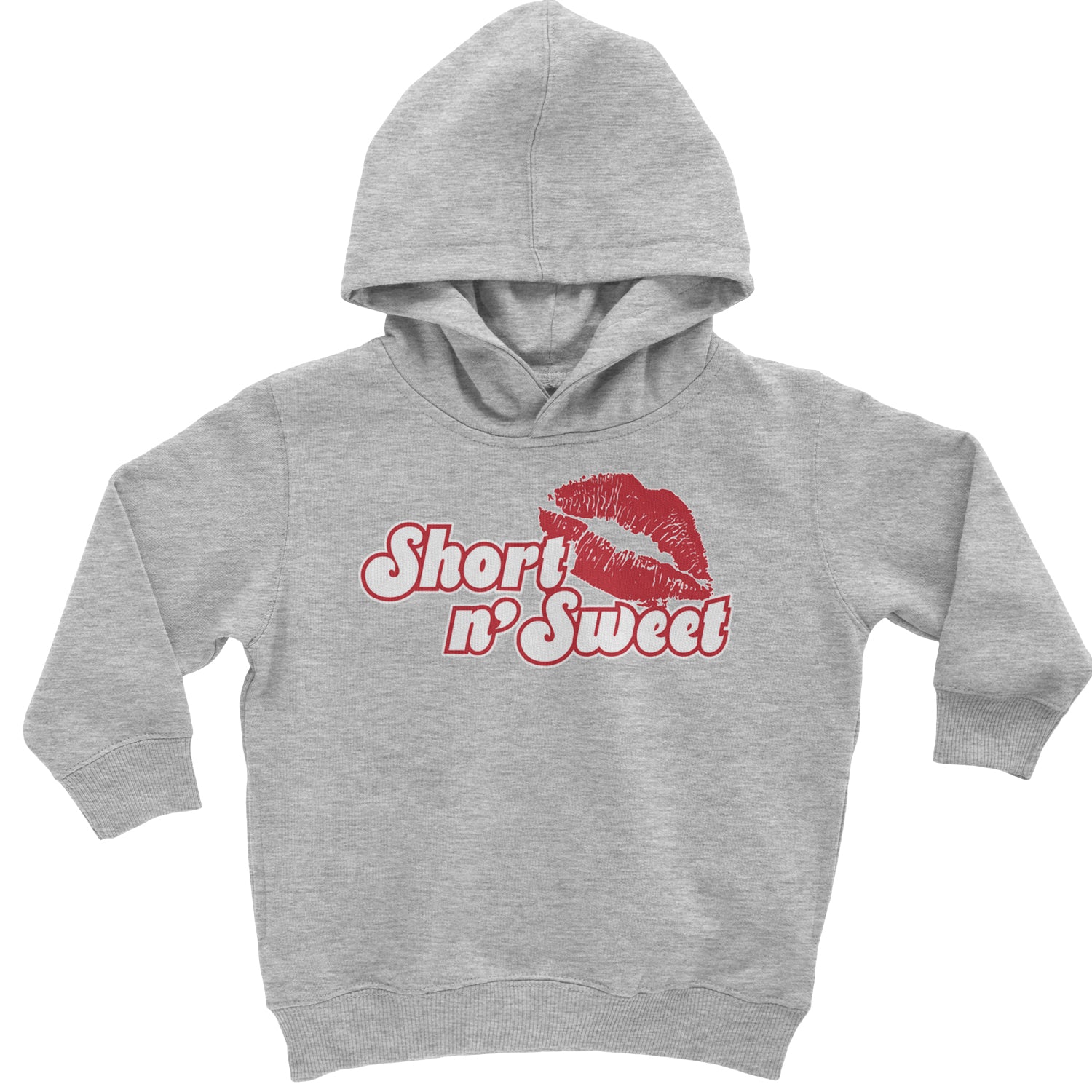 Short N' Sweet Red Lips Toddler Hoodie And Infant Fleece Romper Heather Grey