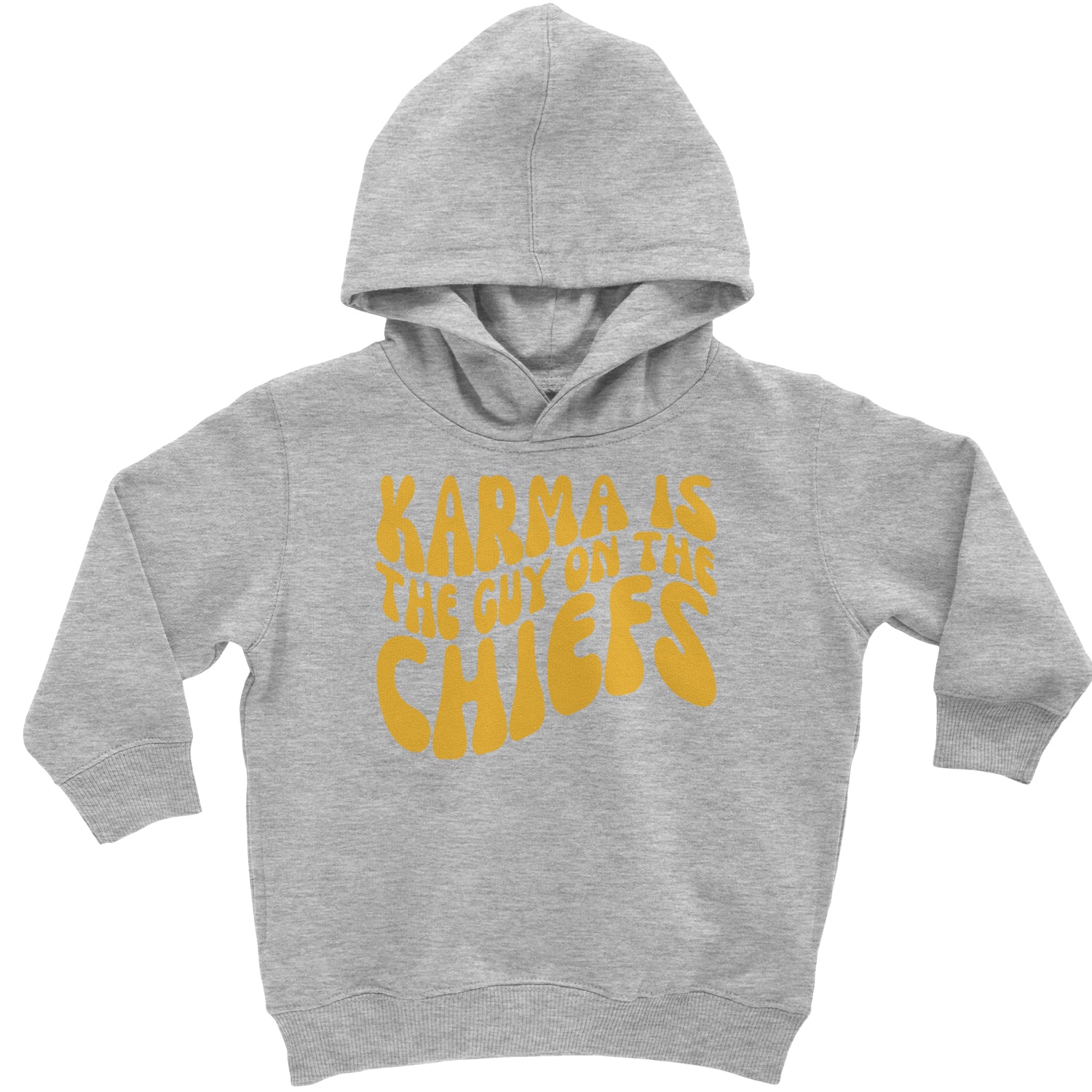 Karma Is The Guy On The Chiefs Boyfriend Toddler Hoodie And Infant Fleece Romper Heather Grey