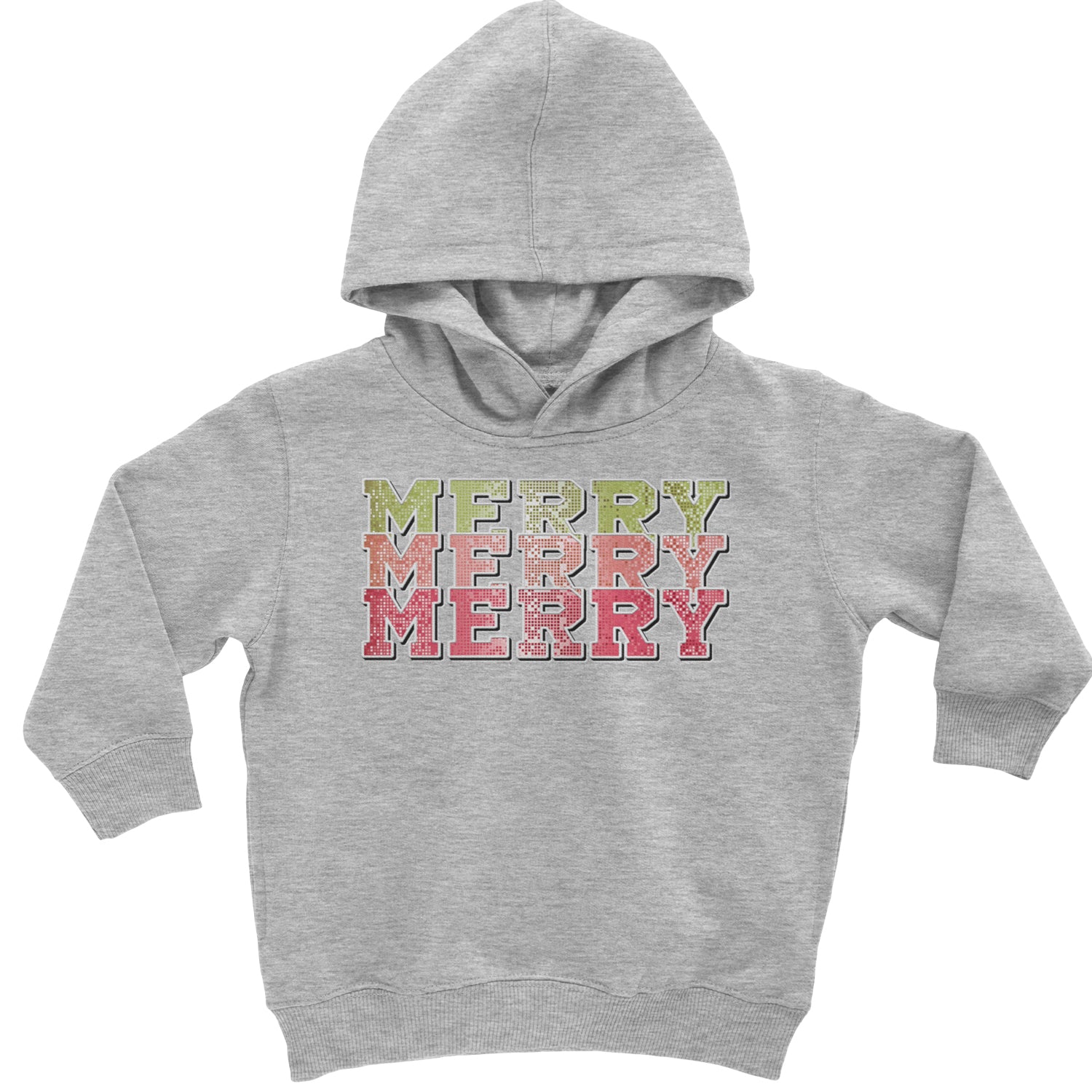 Merry Merry Merry Faux Sequins Toddler Hoodie And Infant Fleece Romper Heather Grey