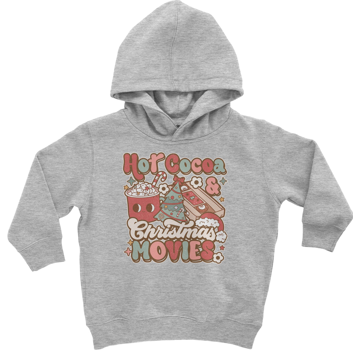 Hot Cocoa And Christmas Movies Holiday Toddler Hoodie And Infant Fleece Romper Heather Grey