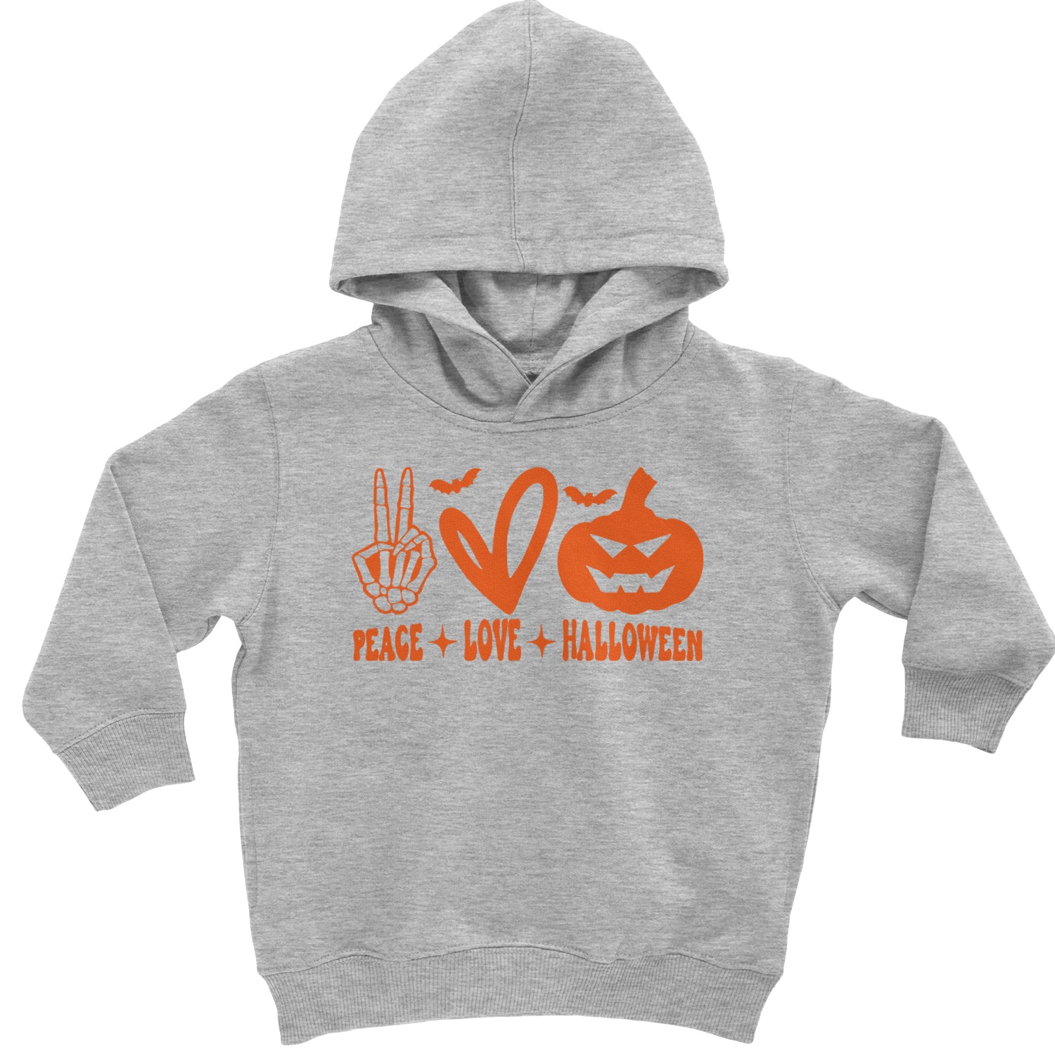 Peace, Love and Halloween Toddler Hoodie And Infant Fleece Romper Heather Grey