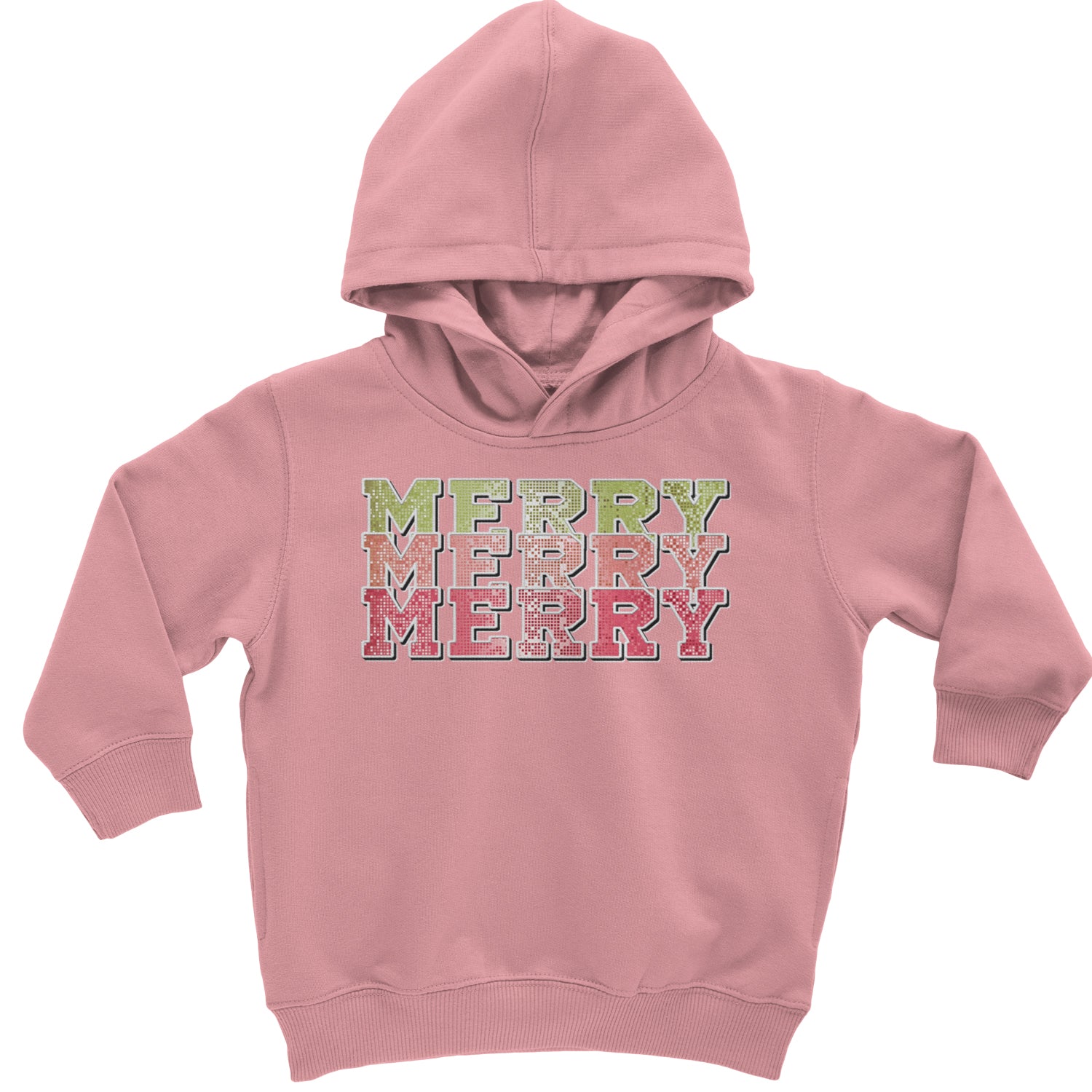 Merry Merry Merry Faux Sequins Toddler Hoodie And Infant Fleece Romper Mauve