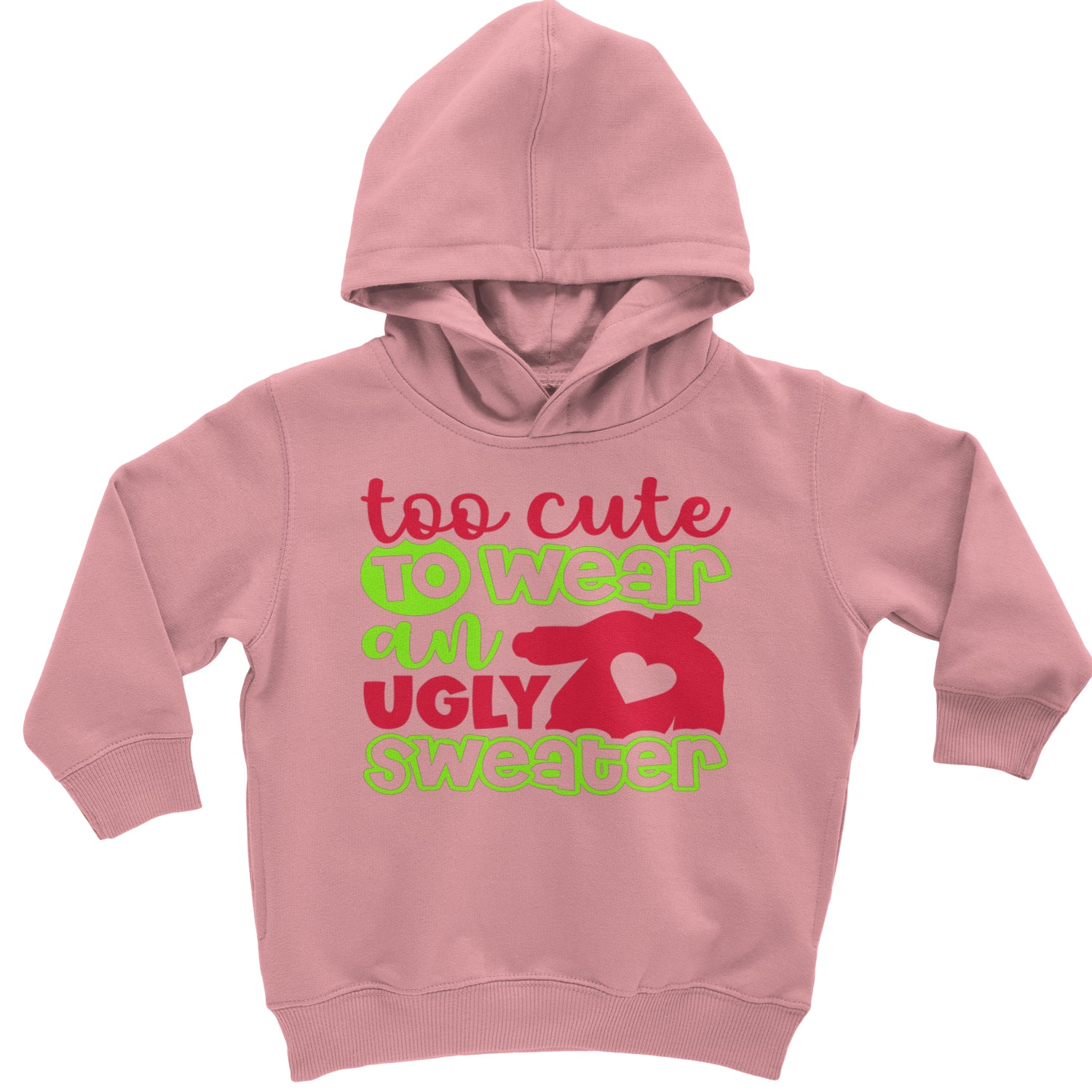 Too Cute to Wear an Ugly Christmas Sweater Toddler Hoodie And Infant Fleece Romper Mauve