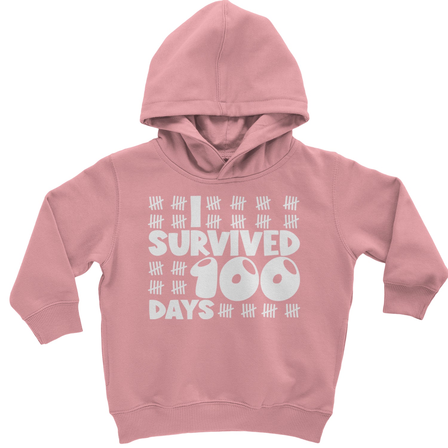 I Survived 100 Days Tally Marks Toddler Hoodie And Infant Fleece Romper Mauve