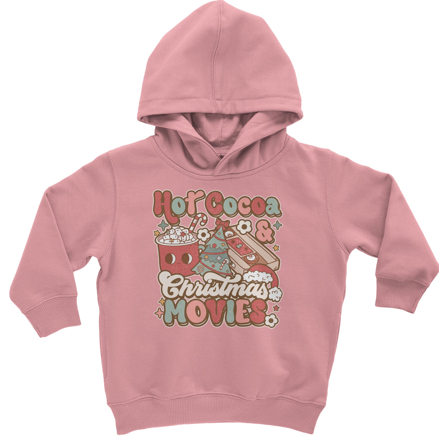 Hot Cocoa And Christmas Movies Holiday Toddler Hoodie And Infant Fleece Romper Mauve