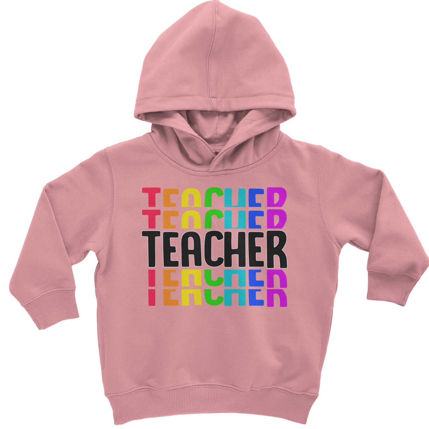 Teacher Repeated Rainbow Pattern Toddler Hoodie And Infant Fleece Romper Mauve