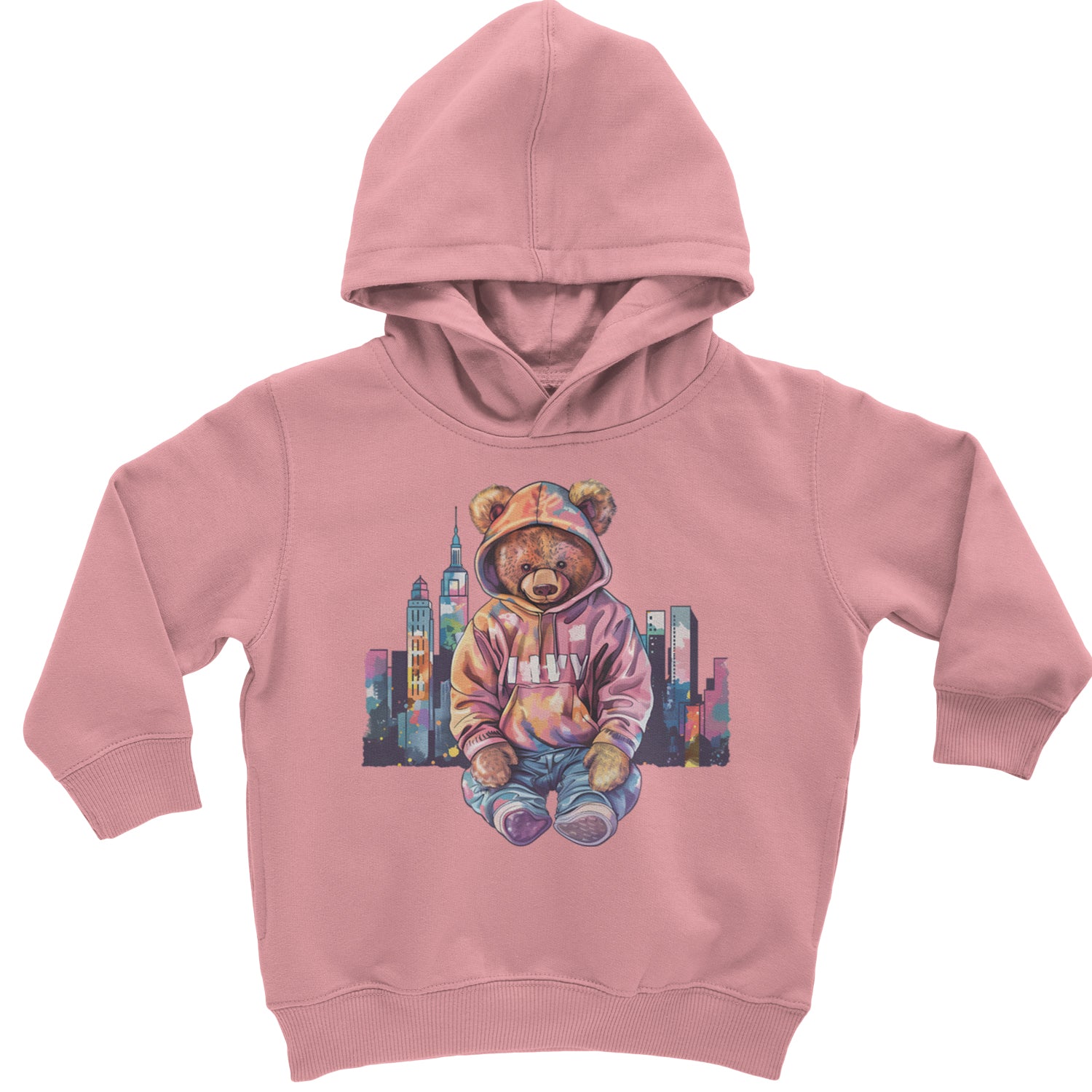 City Skyline Urban Graffiti Bear Toddler Hoodie Or Infant Fleece Romper Mauve