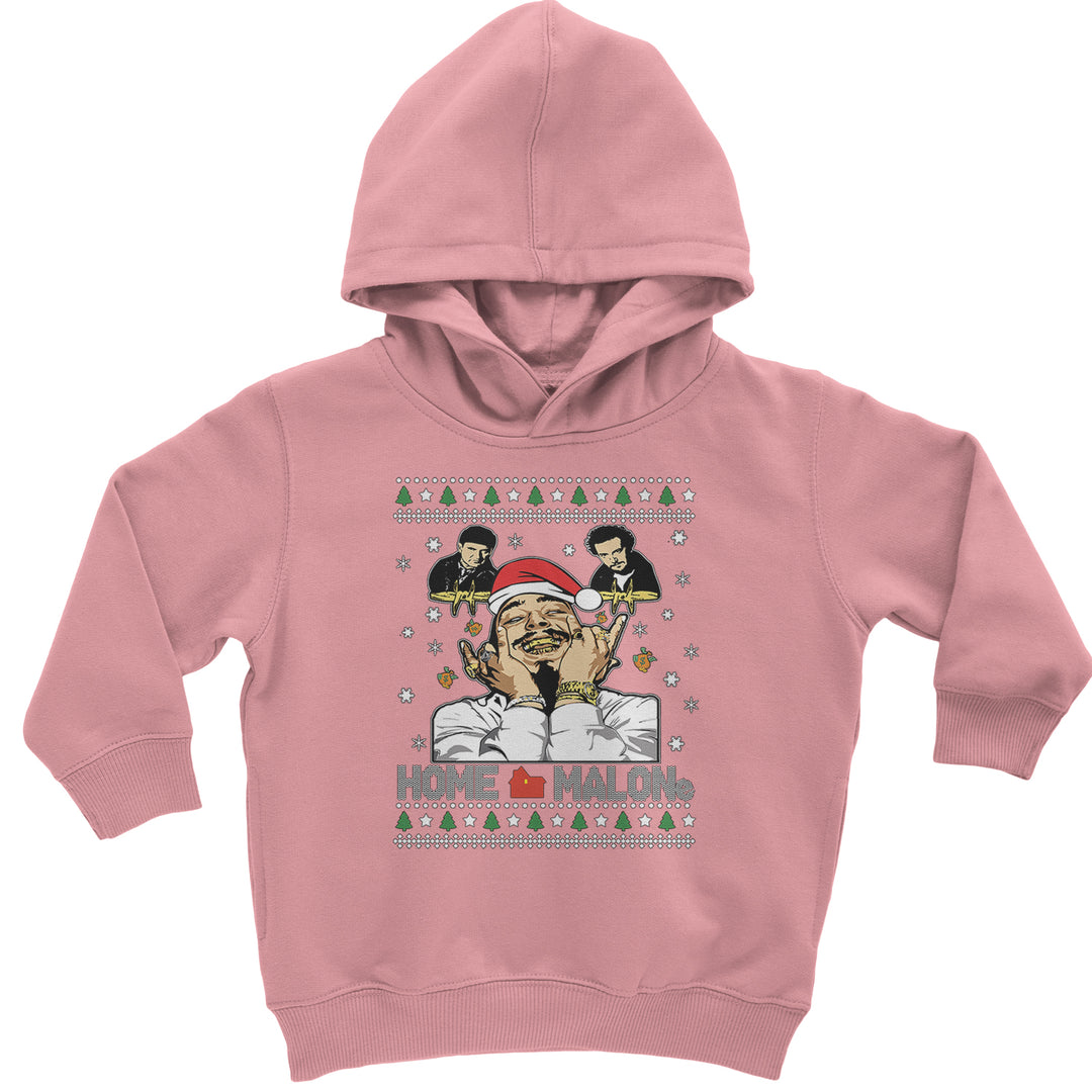 Home Malone Ugly Christmas graphic on Toddler Hoodie and Baby Fleece Onesie in Mauve